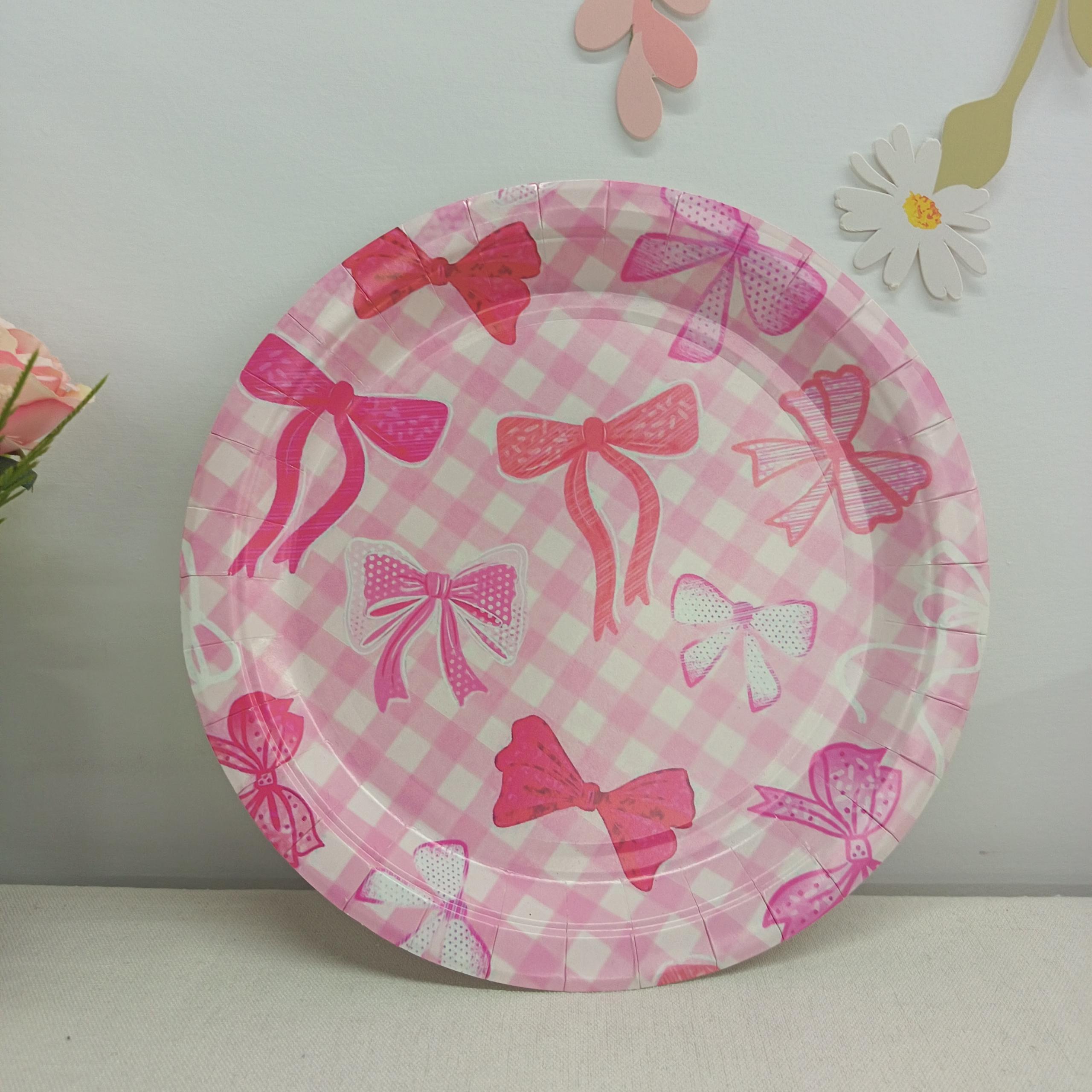 Bowknot Plaid Paper Plate