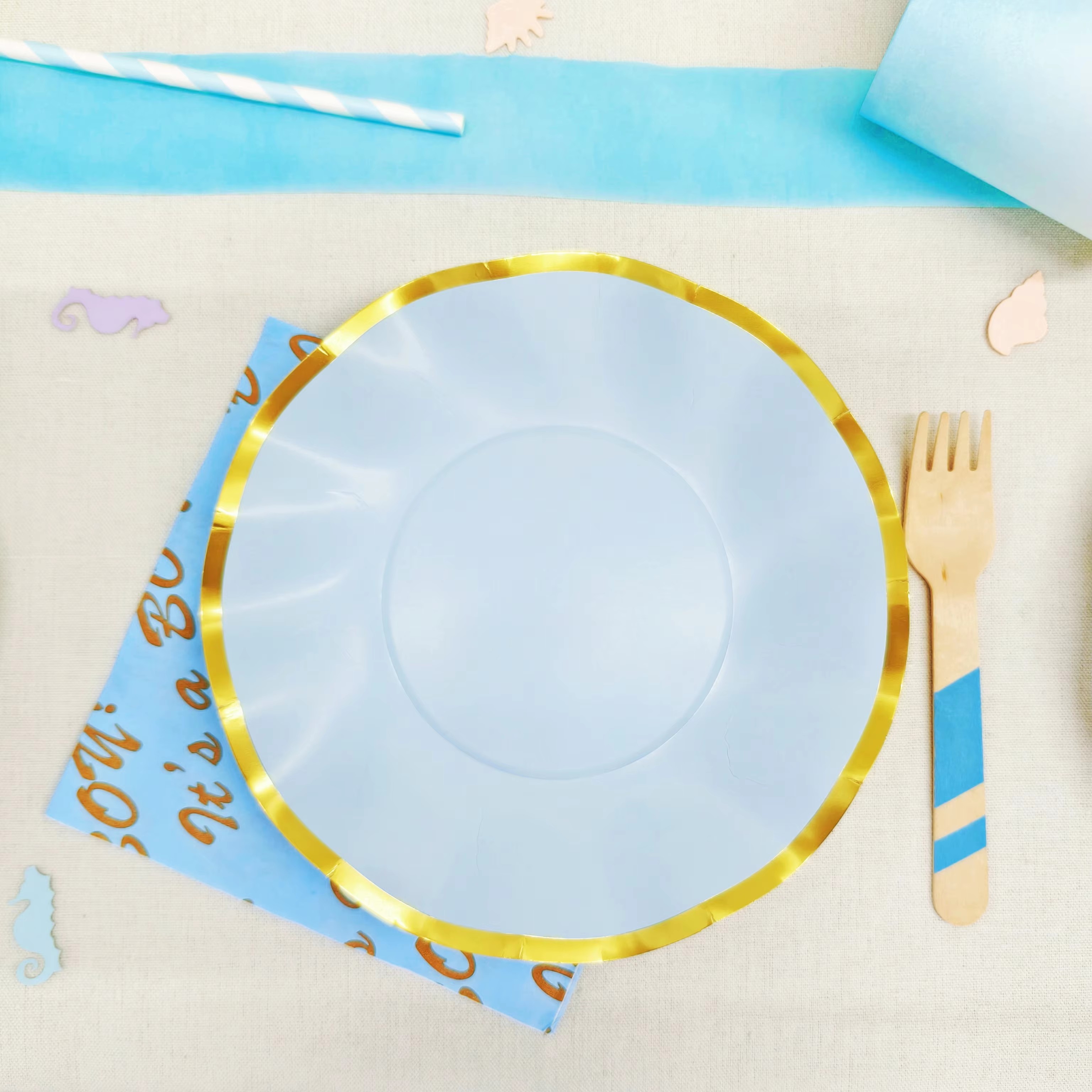 Plain Blue Paper Plate