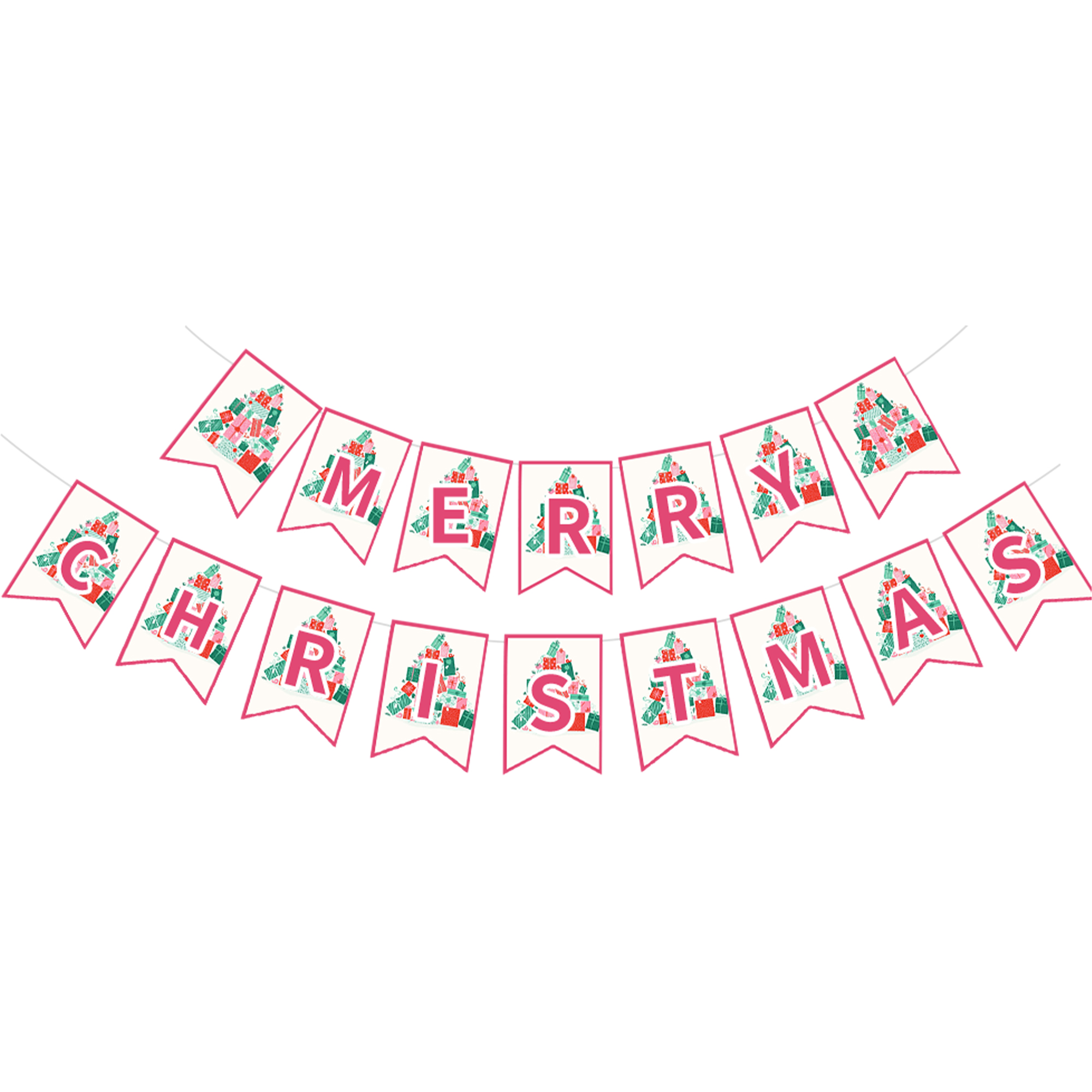 Christmas Theme Pink Christmas Tree Flag Banner