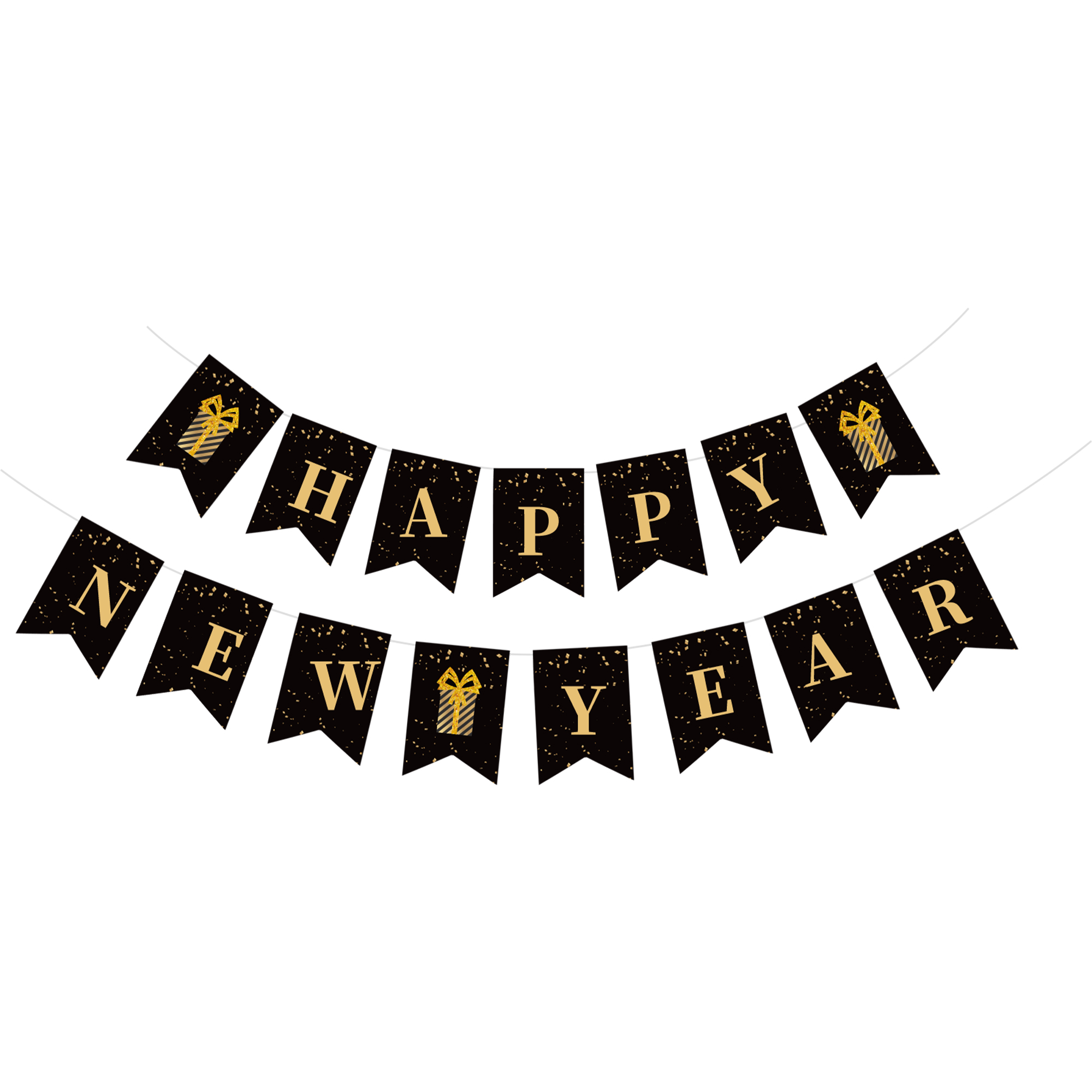 New Year Black Flag Banner