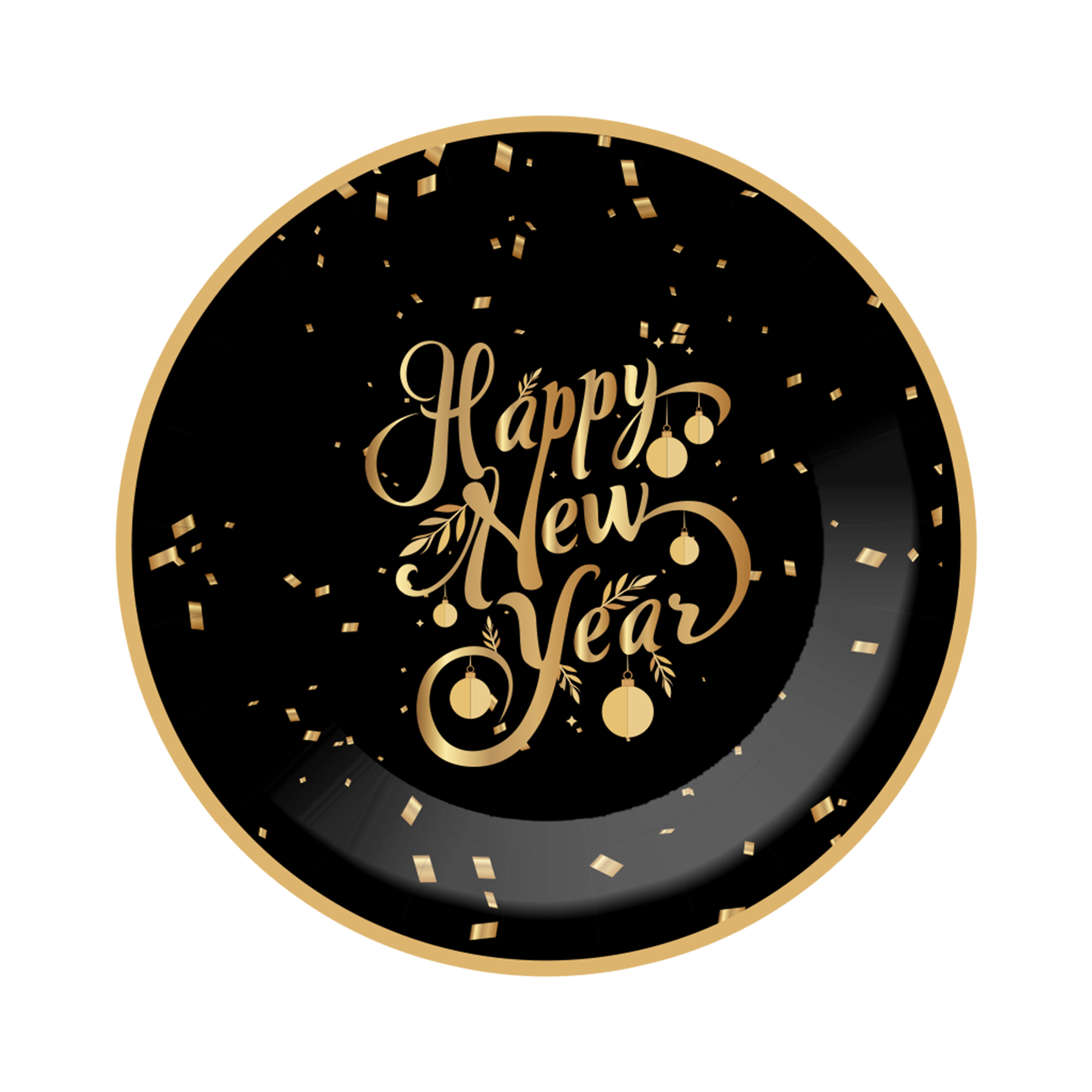 New Year Black  Dinner Plate