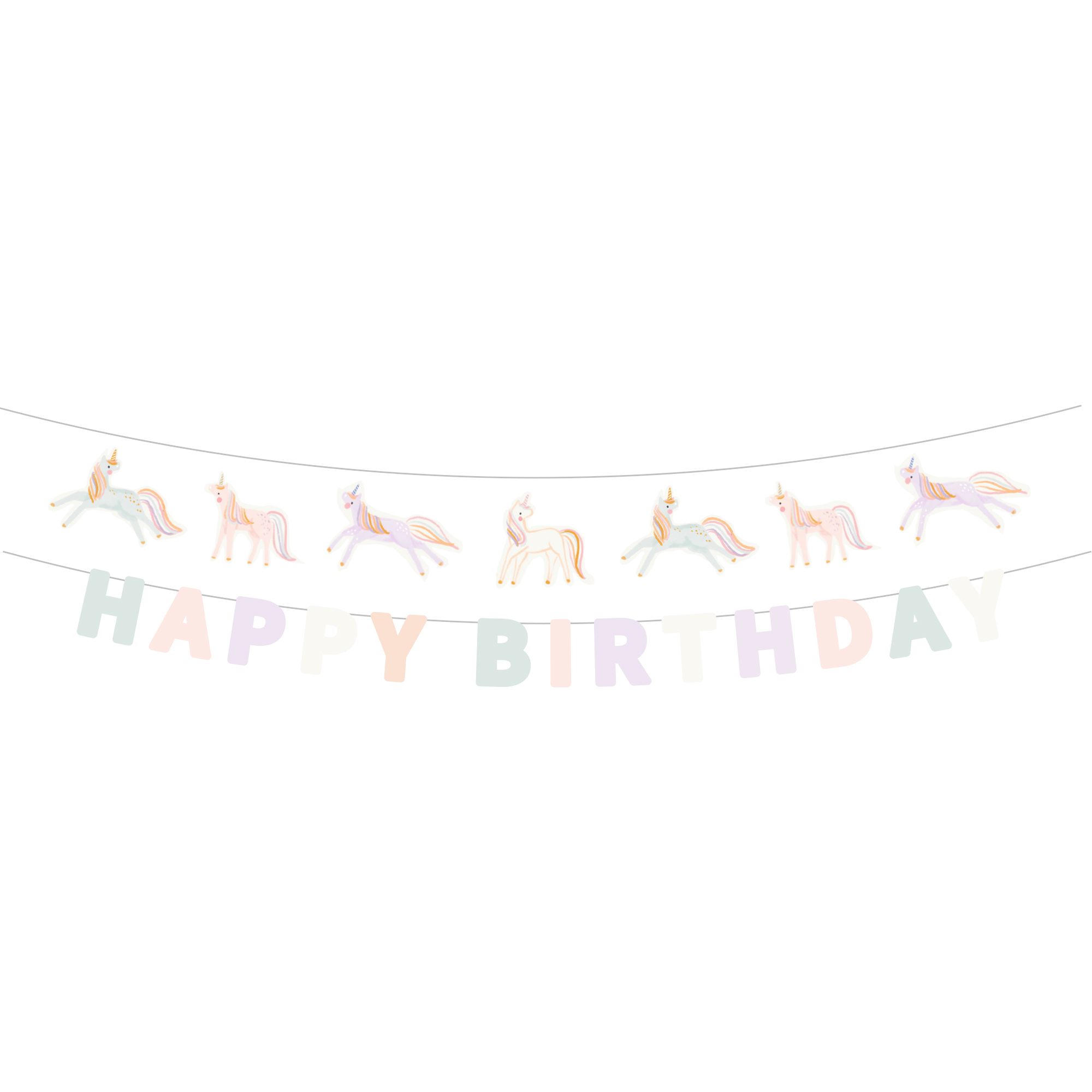 Pastel Unicorn Blue Paper Banner
