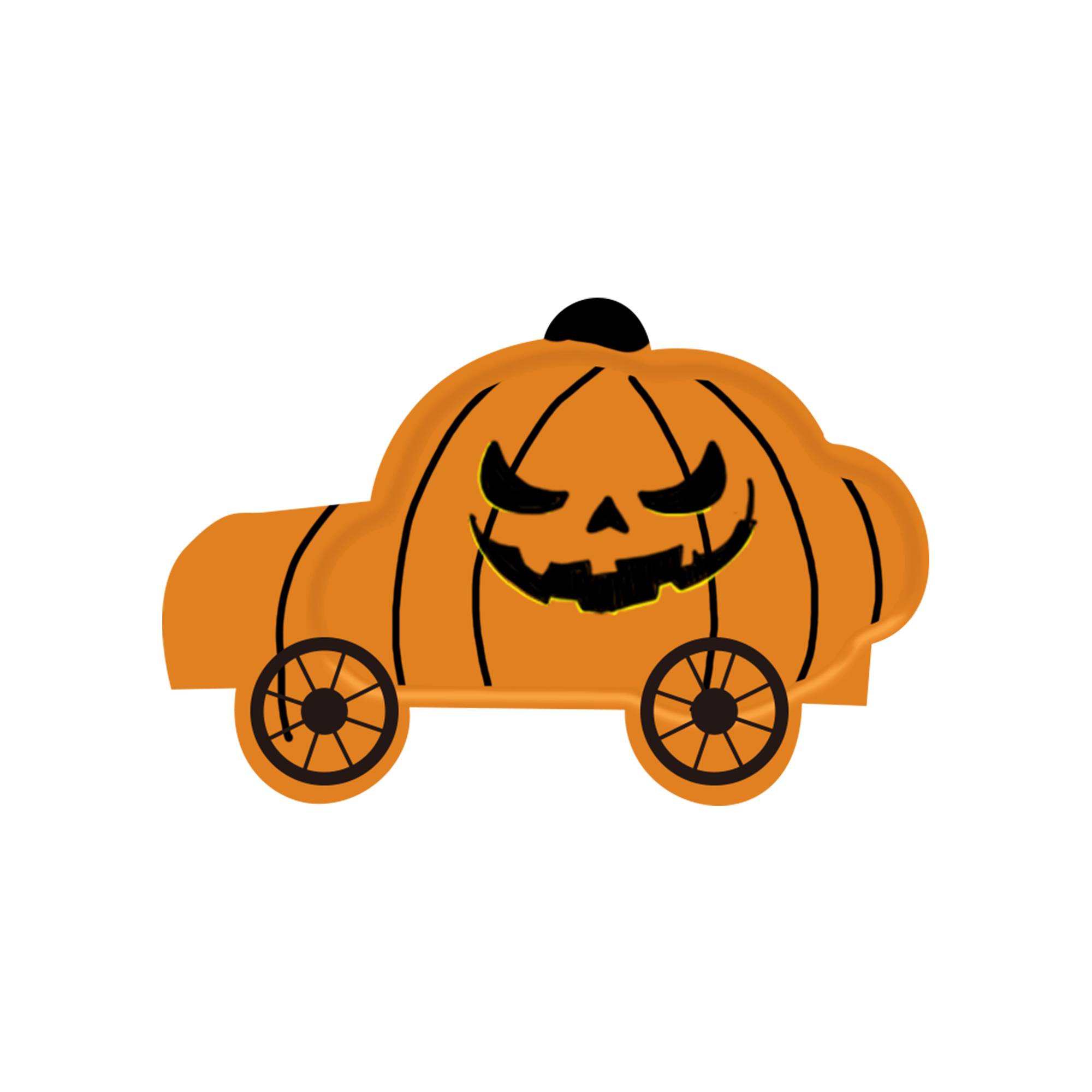 Halloween Theme Pumpkin Cart Die-Cut Line Plate