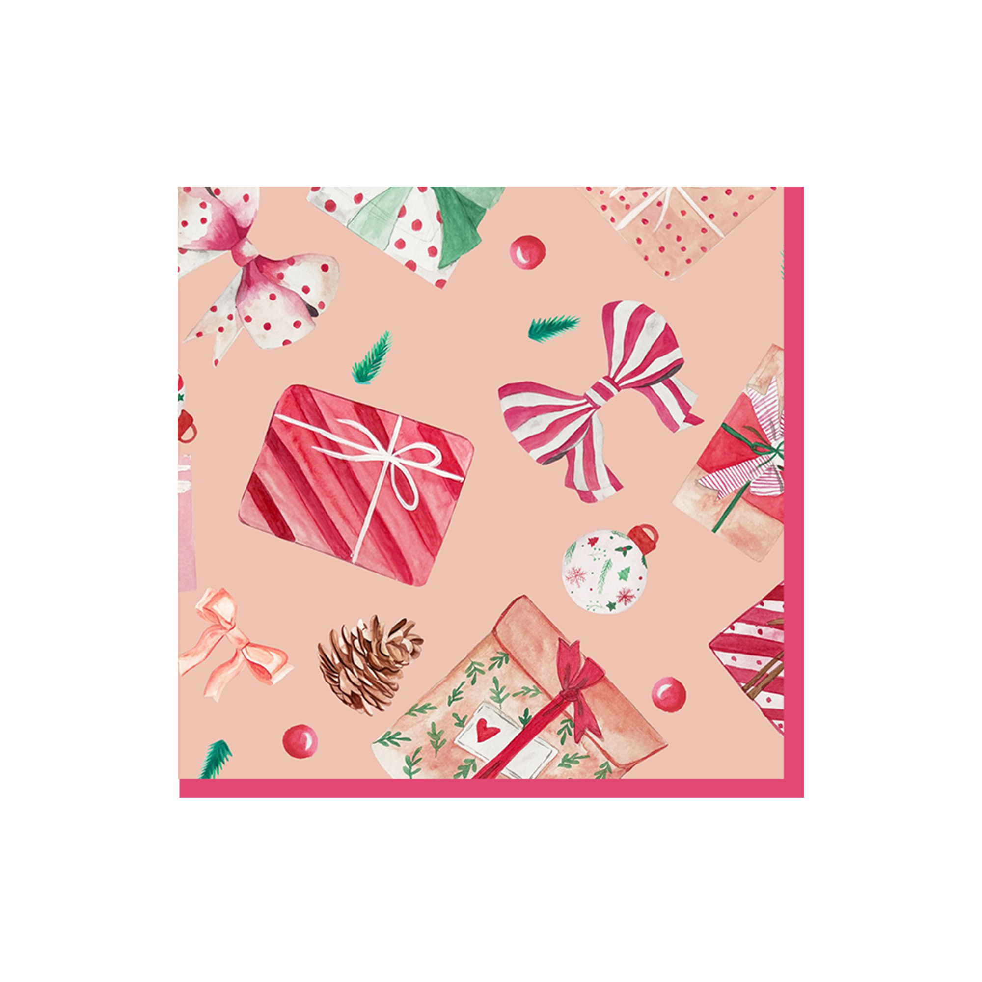 Christmas Theme Pink Edge Christmas Box Paper Napkin