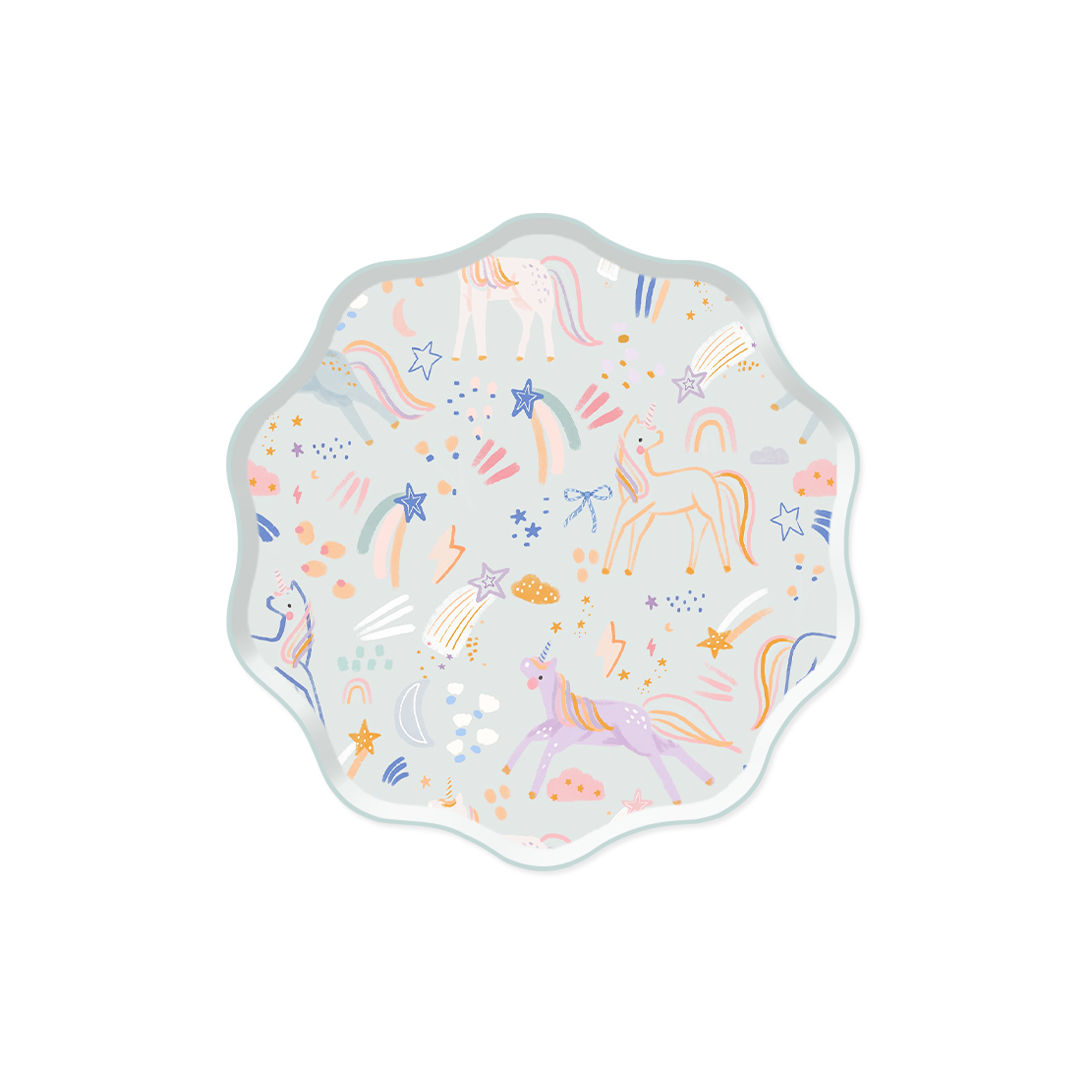 Pastel Unicorn Blue Dessert Plate