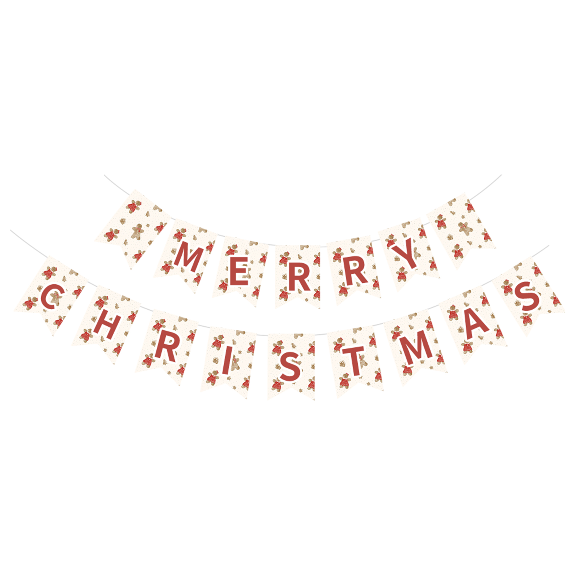 Christmas Theme Brown Gingerbread Man Flag Banner