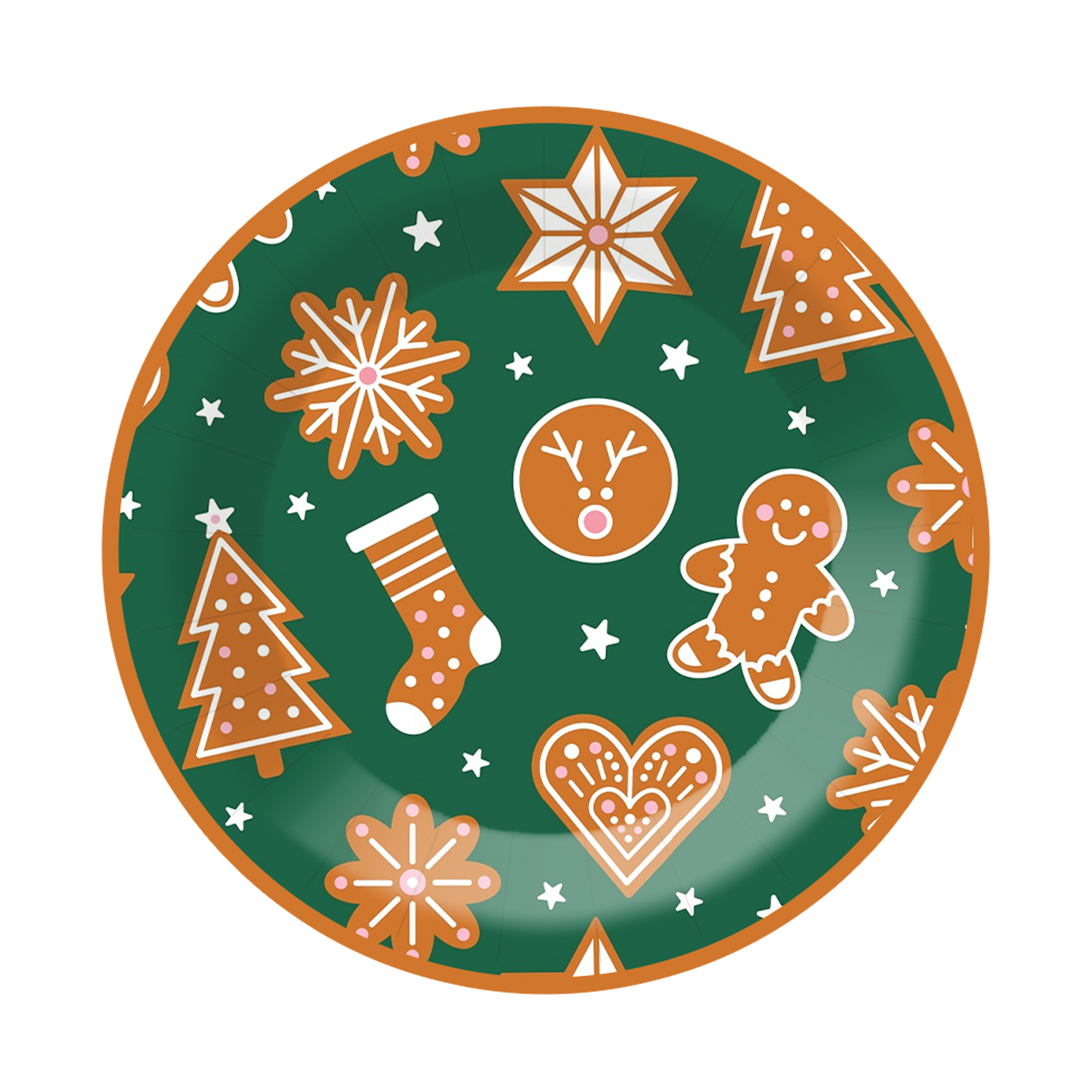 Christmas Theme Green Color Brown Edge Dinner plate