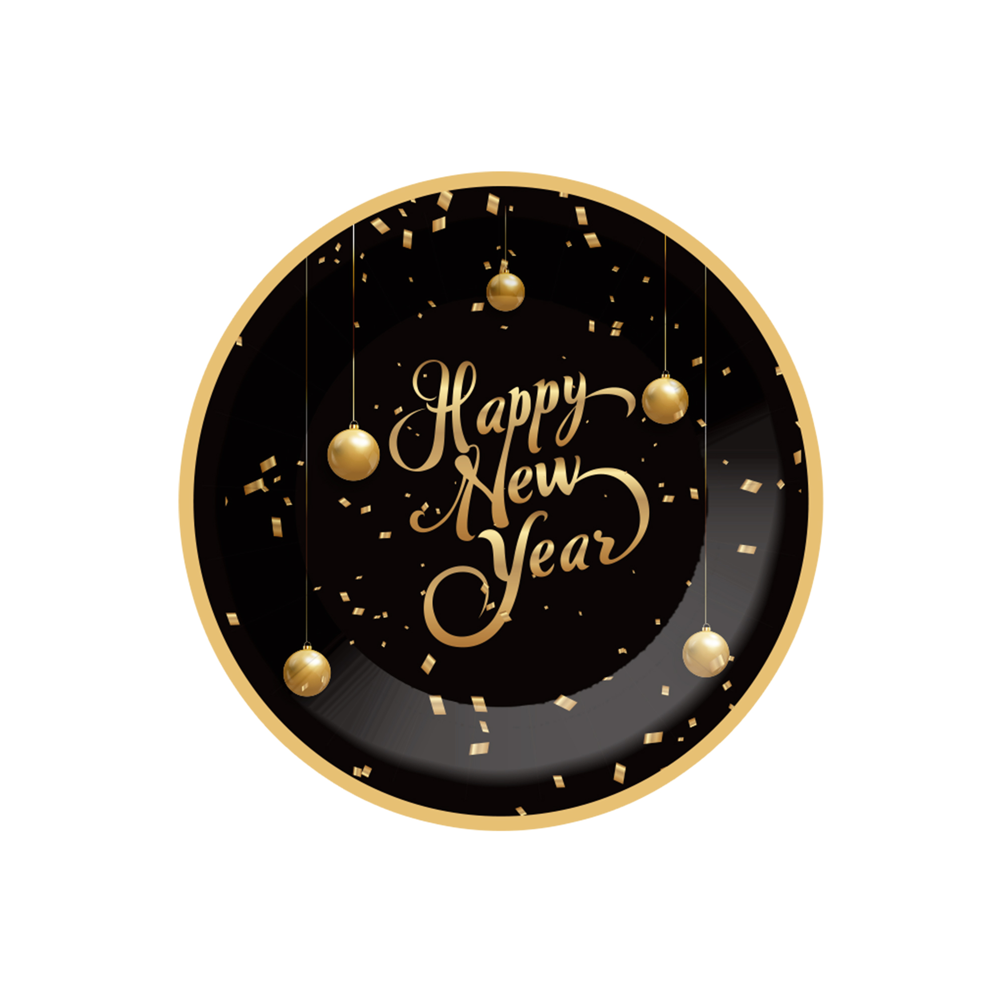 New Year Black  Dessert Plate
