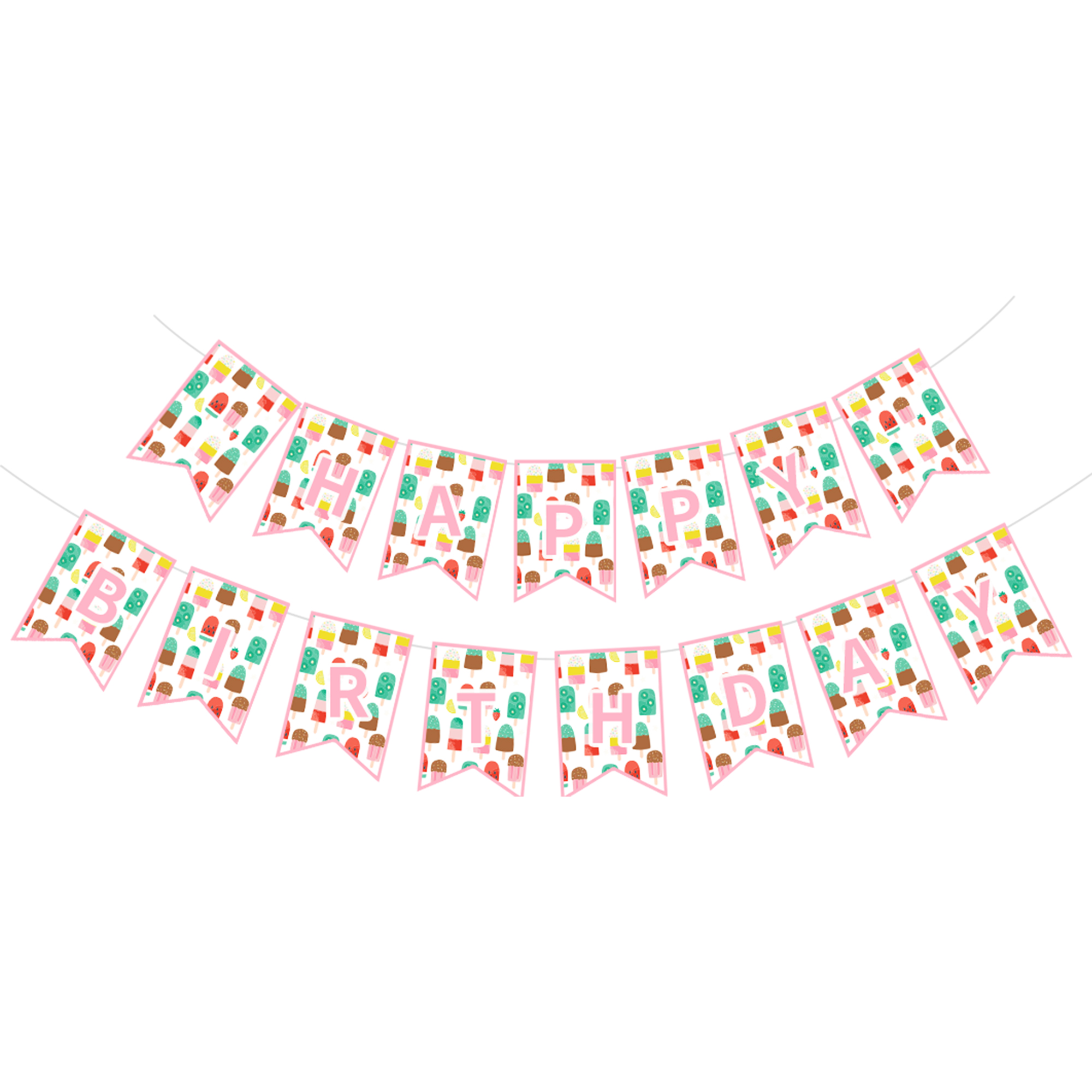 Ice Cream Happy Birthday Party Banner