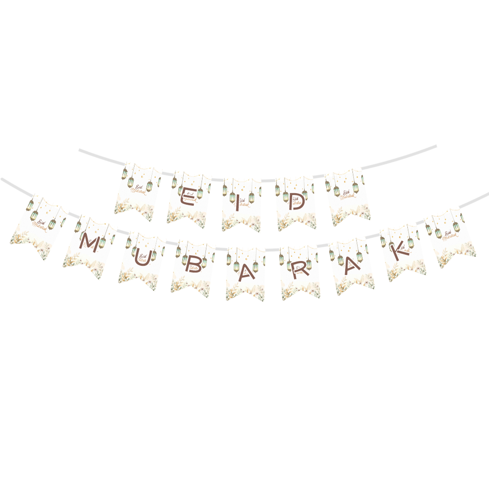 Ramadan Theme White Eid Mubarak Paper Banner