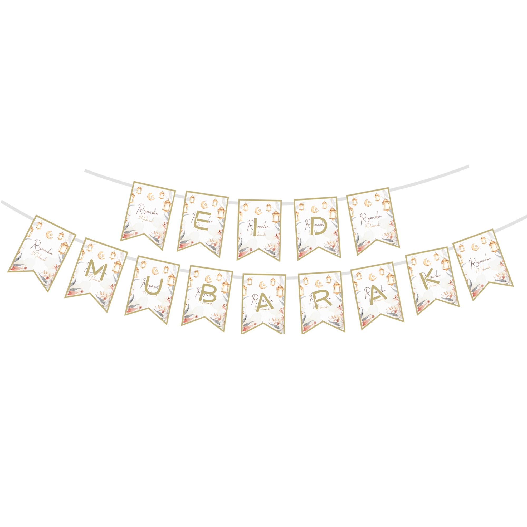 Ramadan Theme White Eid Mubarak Paper Banner