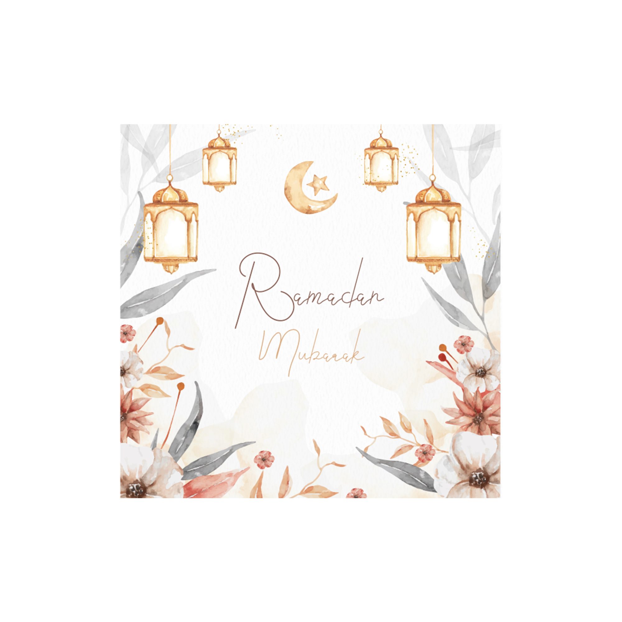 Ramadan Theme White&Grey Napkin