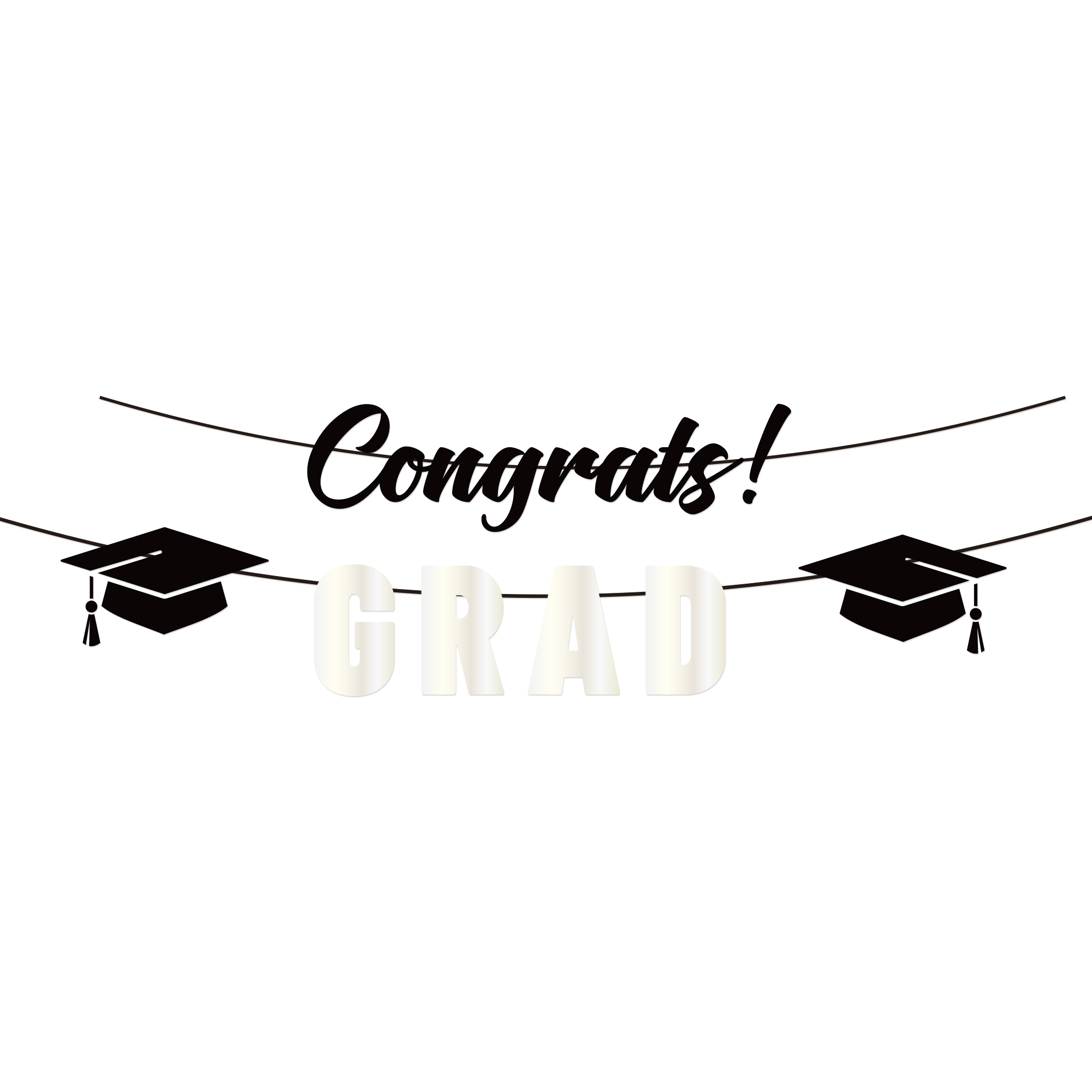 Graduation Theme Black Congrats Paper Banner