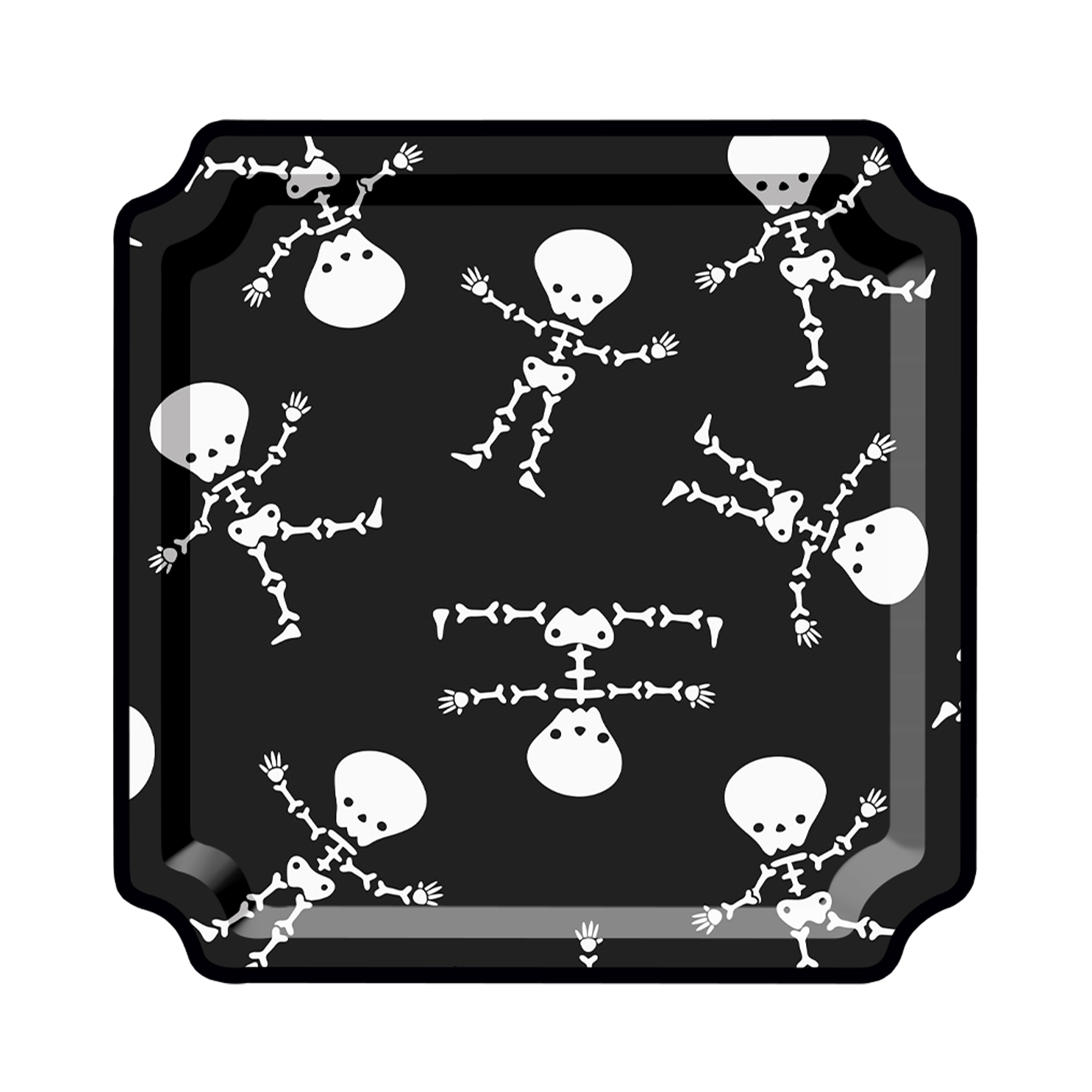 Halloween Theme Black Color White Skull Dinner Plate