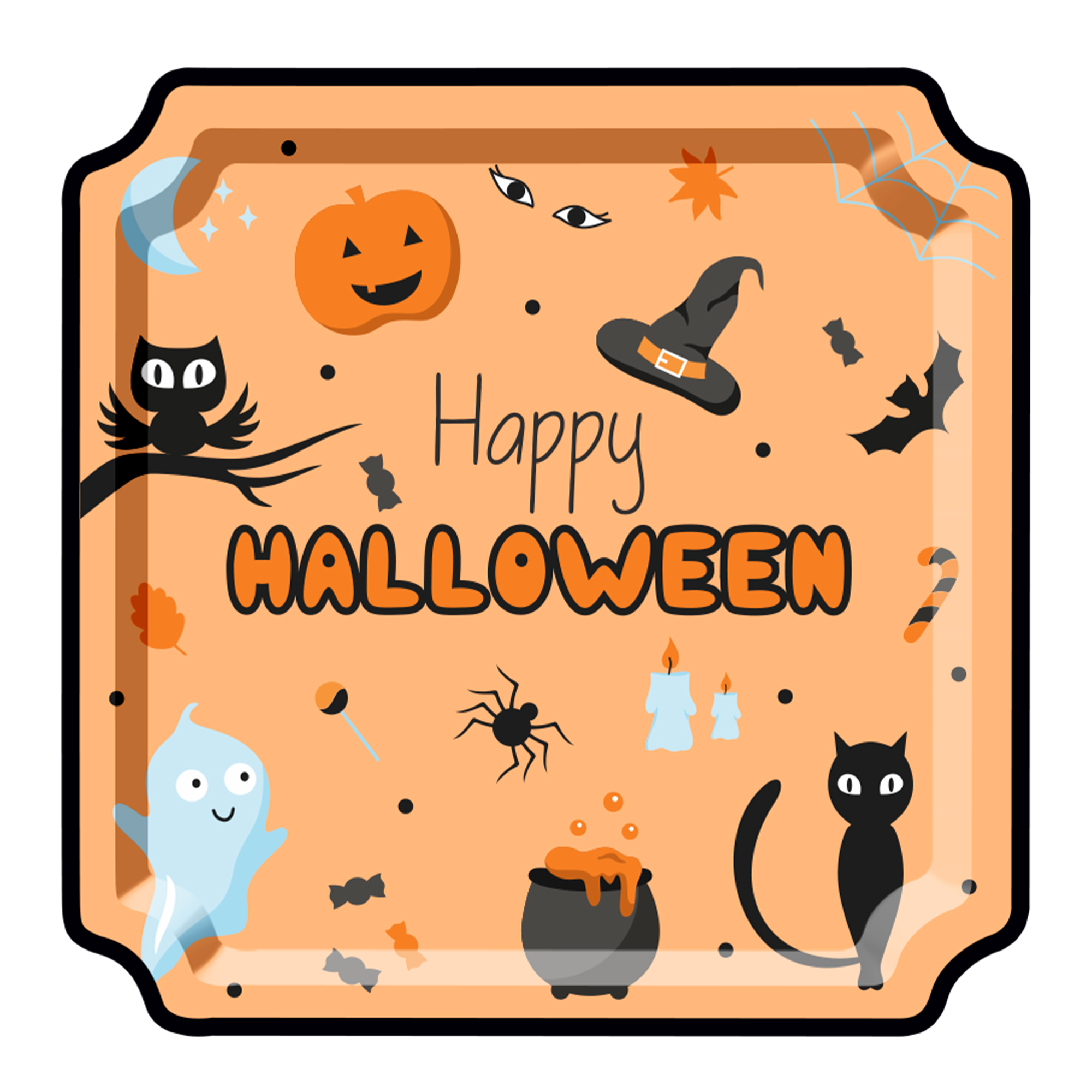 Halloween Theme Orange Color Pumpkin Ghost Dinner Plate