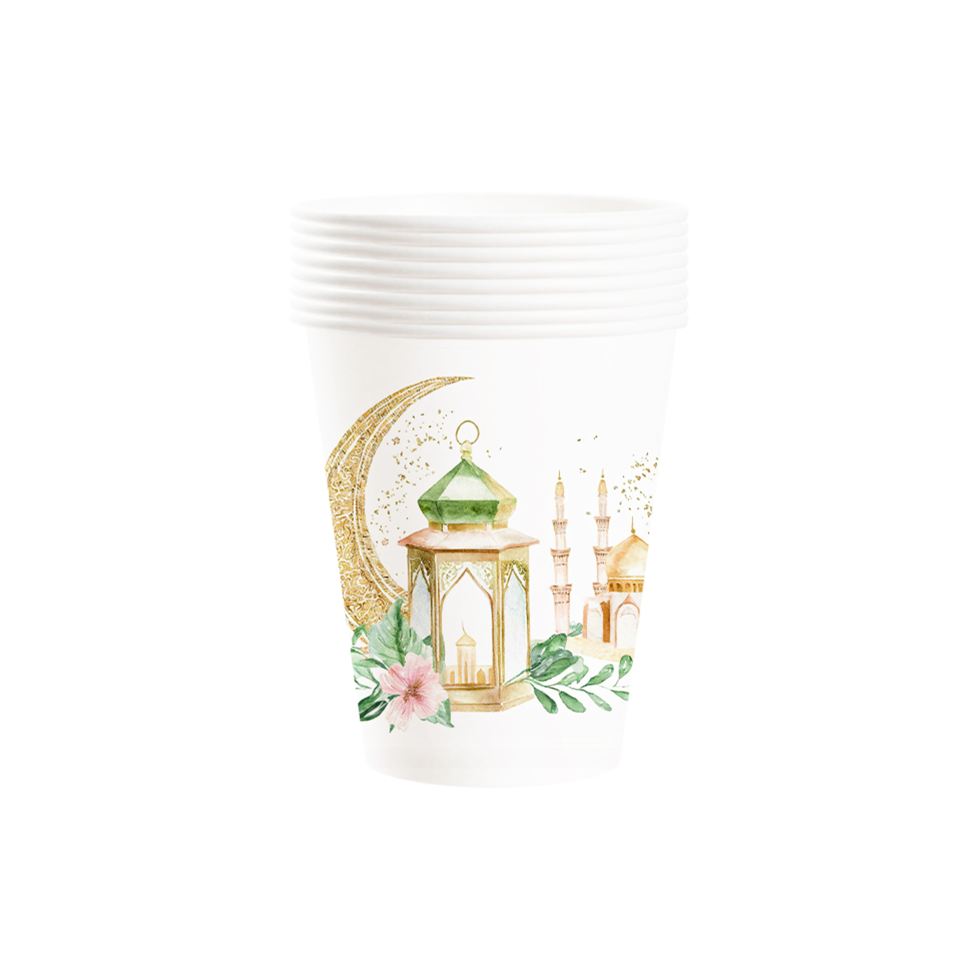 Ramadan Theme Green Leaves 9oz Cup