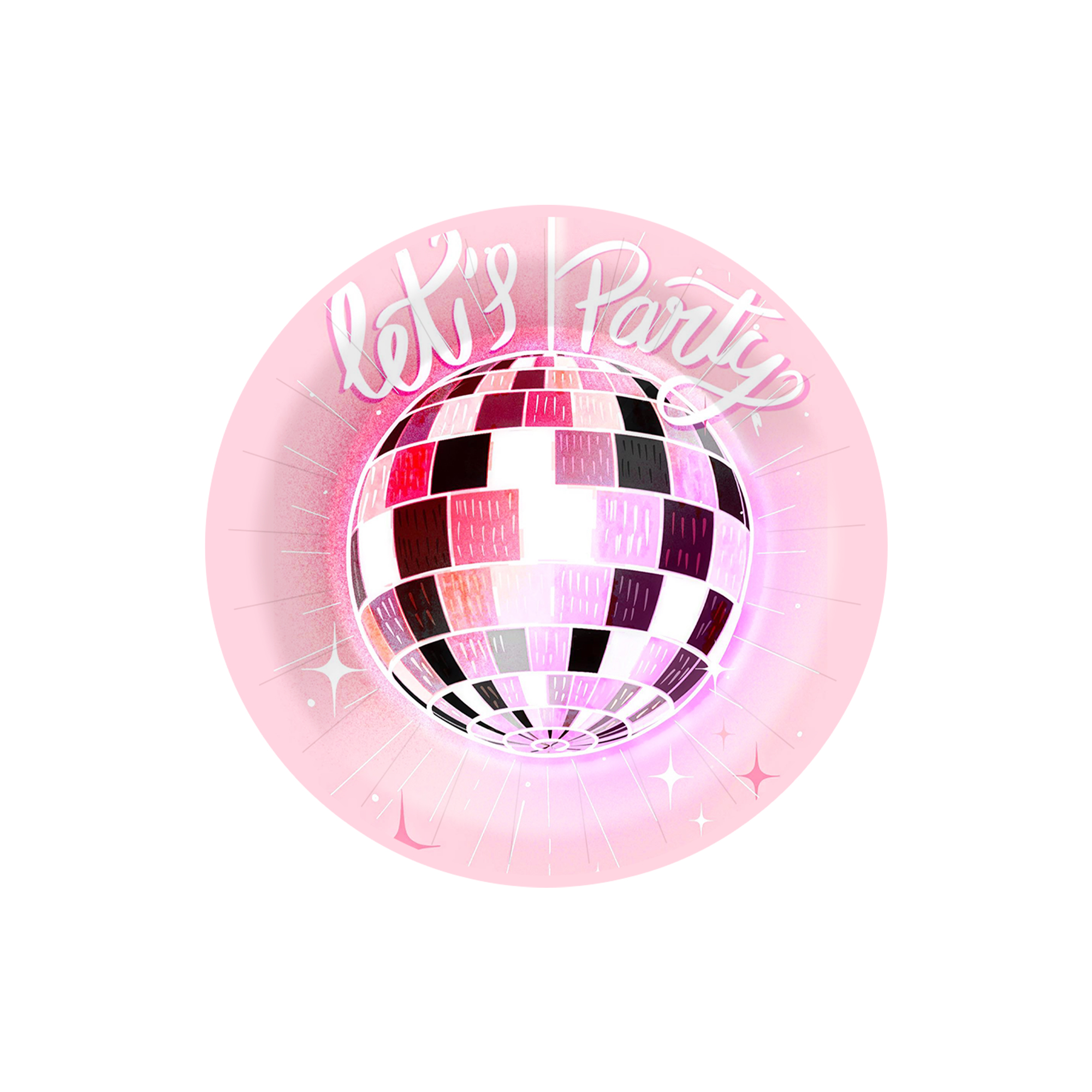 Disco Theme Pink Round Dinner Plate