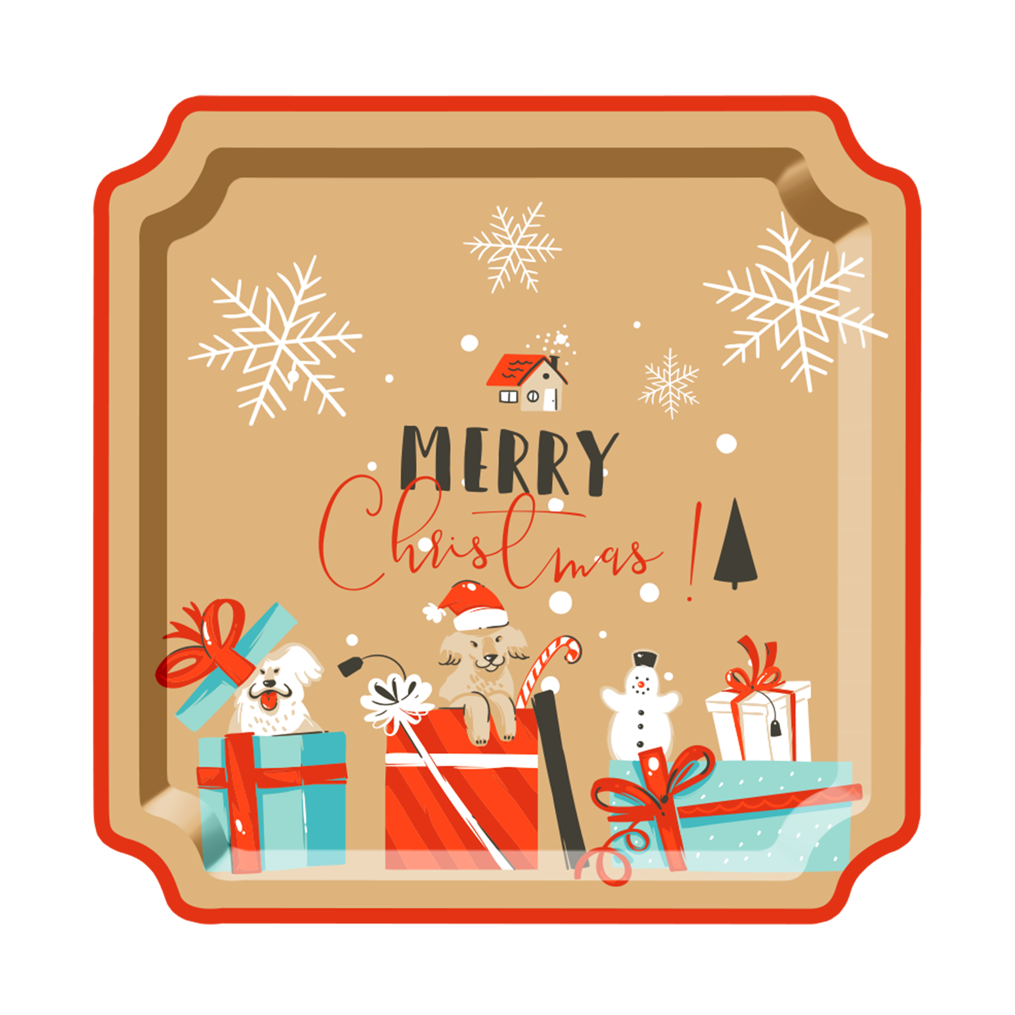 Christmas Theme Brown Color Gift Box Dinner Plate