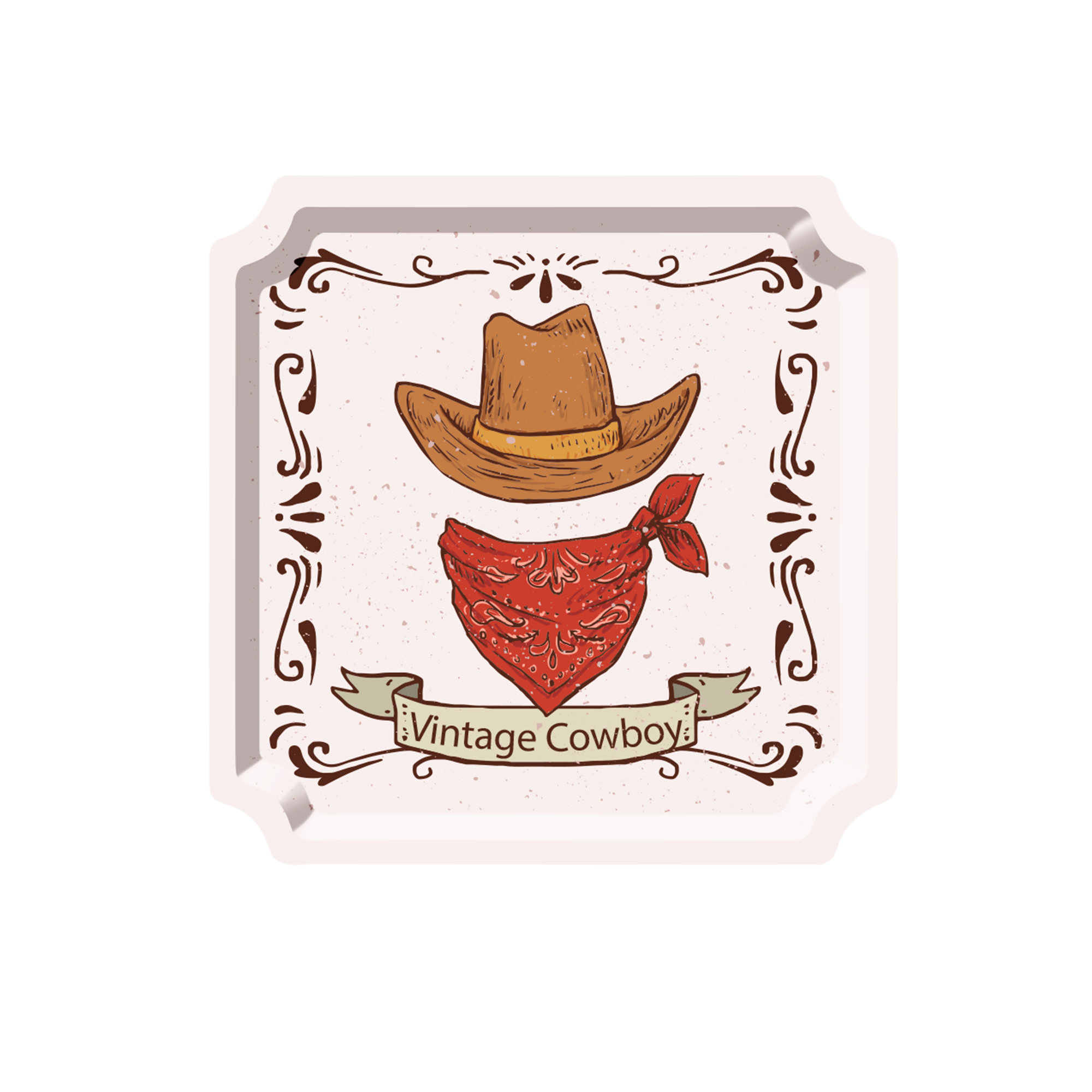 Vintage Cowboy Square Dinner Plate