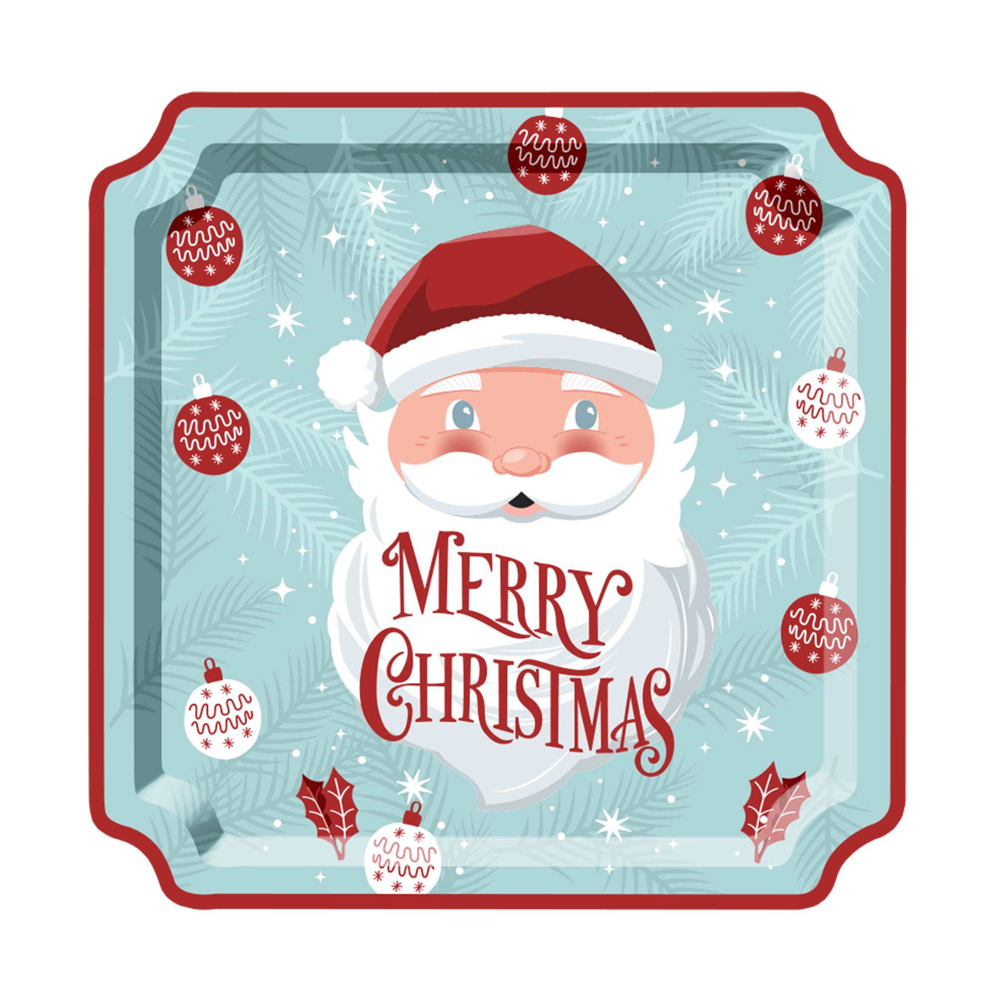 Christmas Theme Blue Color Father Dinner Father Christmas Plate