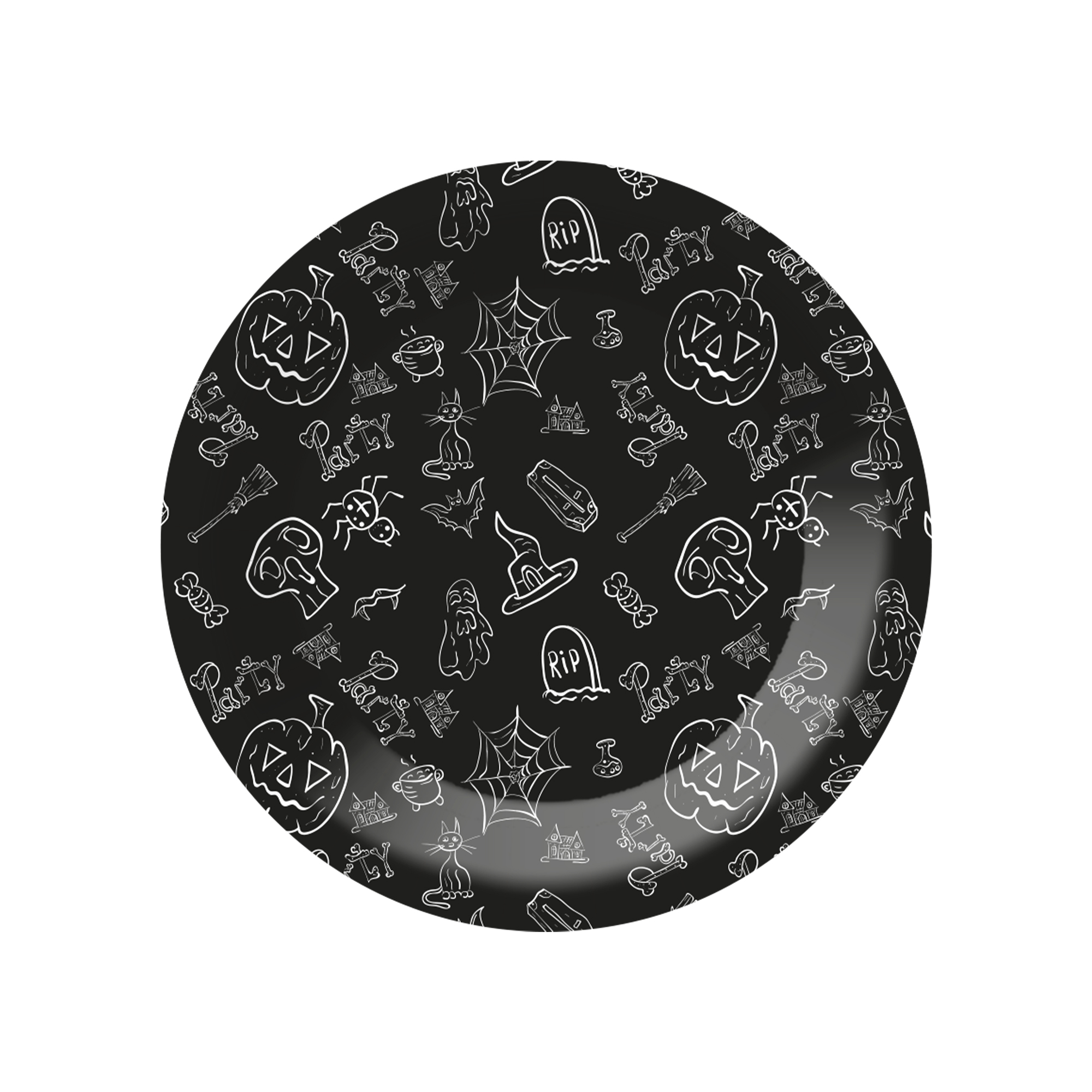 Halloween Them Black Pumpkin Skull Dinner Plate