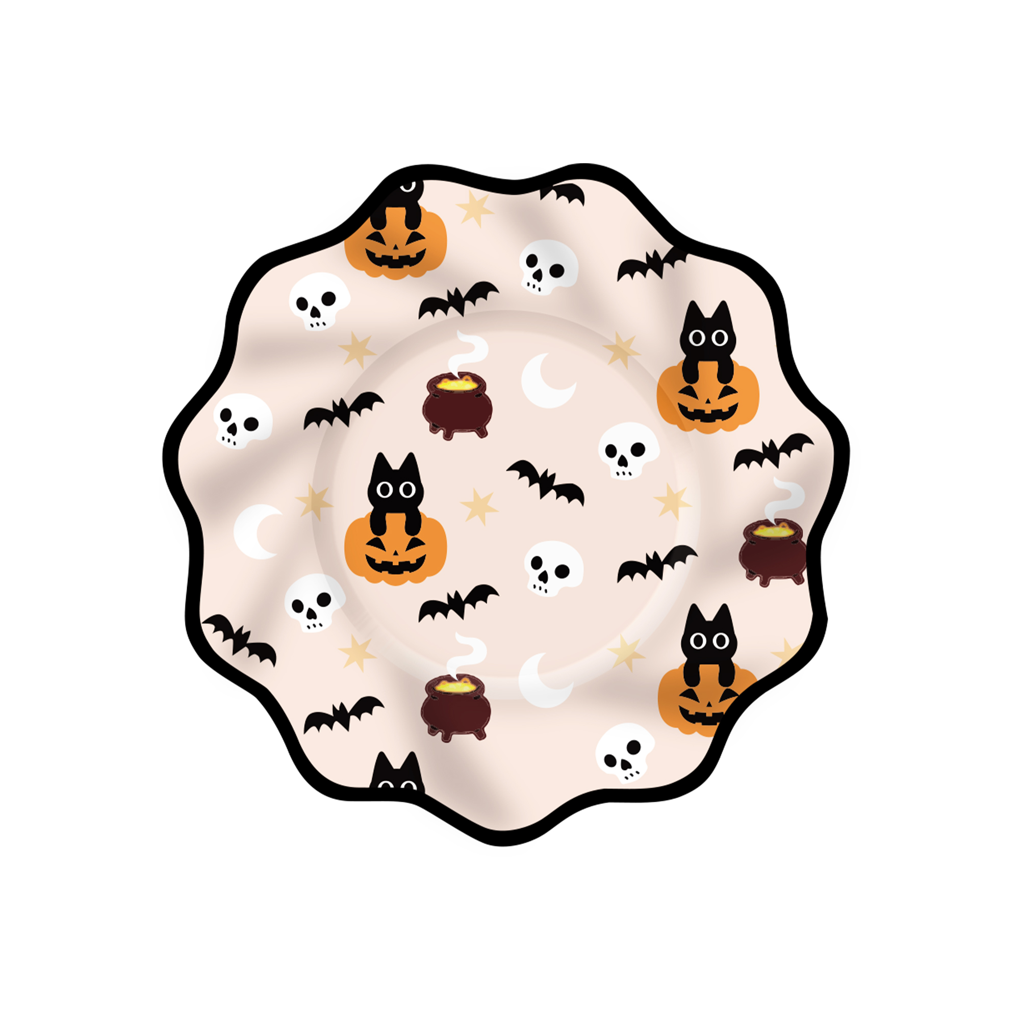 Halloween Theme Pumpkin Cat and Bat Dinner Plate