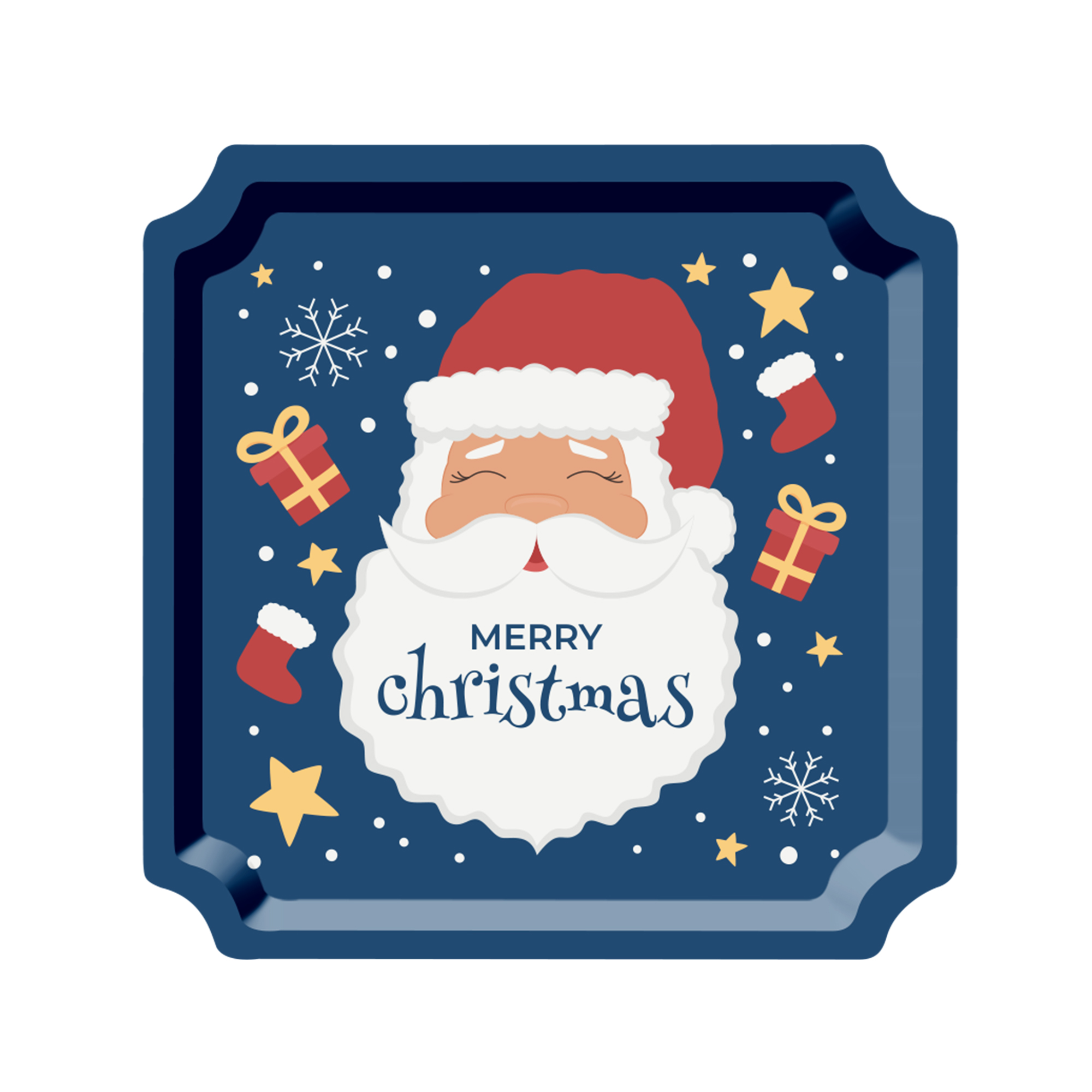 Christmas Theme Dark Blue Color Father Christmas Dinner Plate