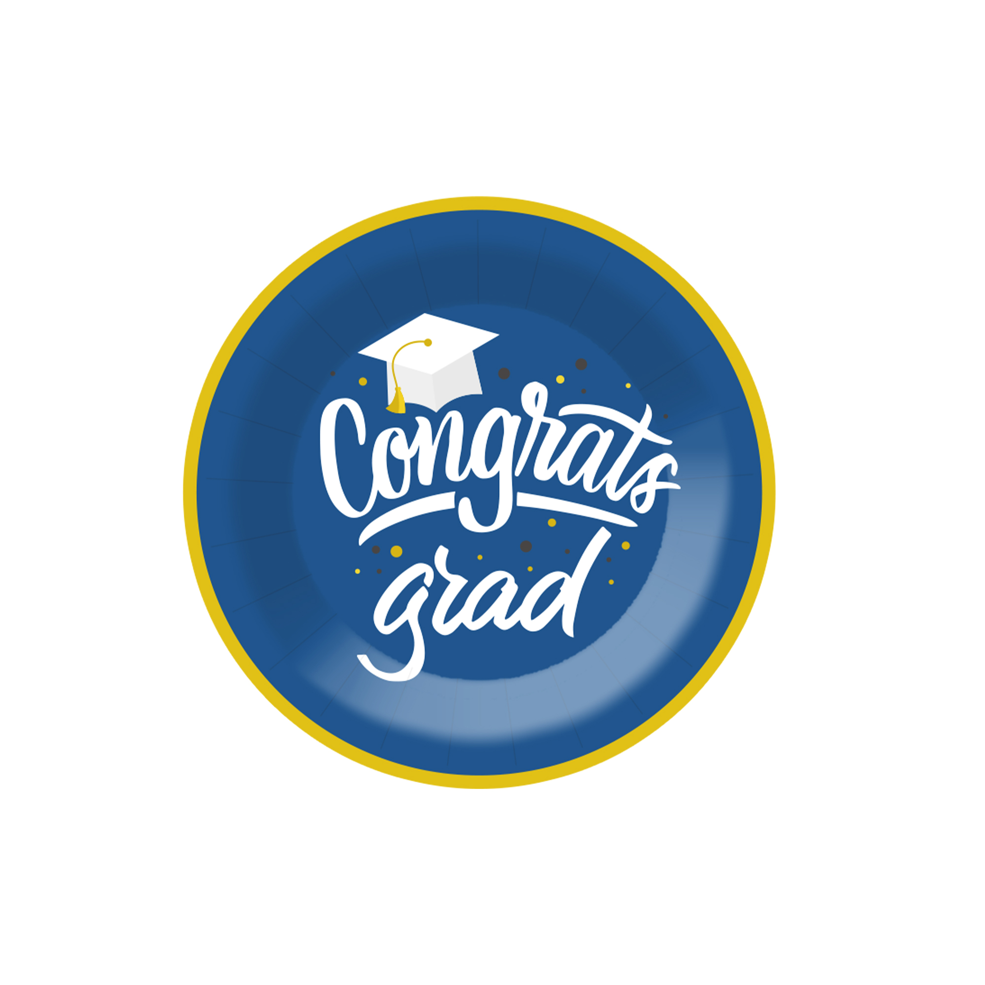 Graduation Theme Blue Round Dessert Plate