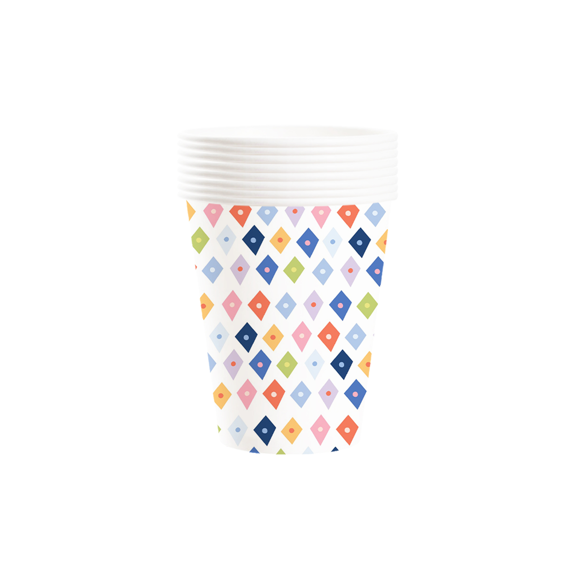 Kids Theme White Background with Colorful Squre Pattern 9oz Cup
