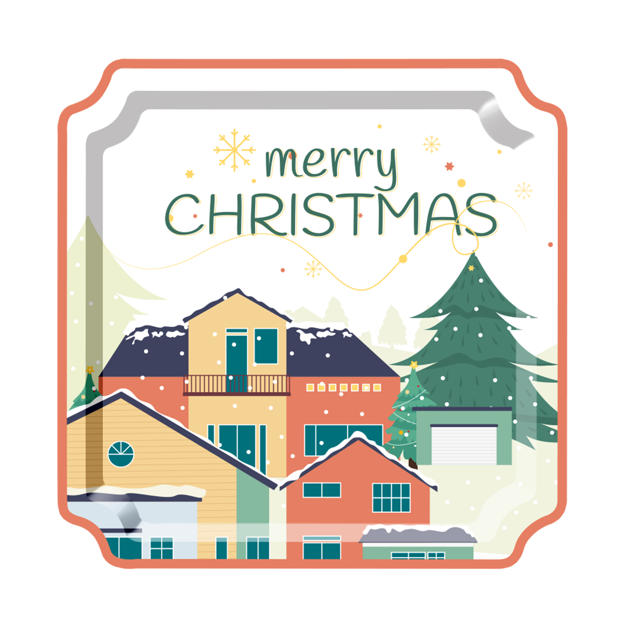 Christmas Theme Tree and House Dinner Plate