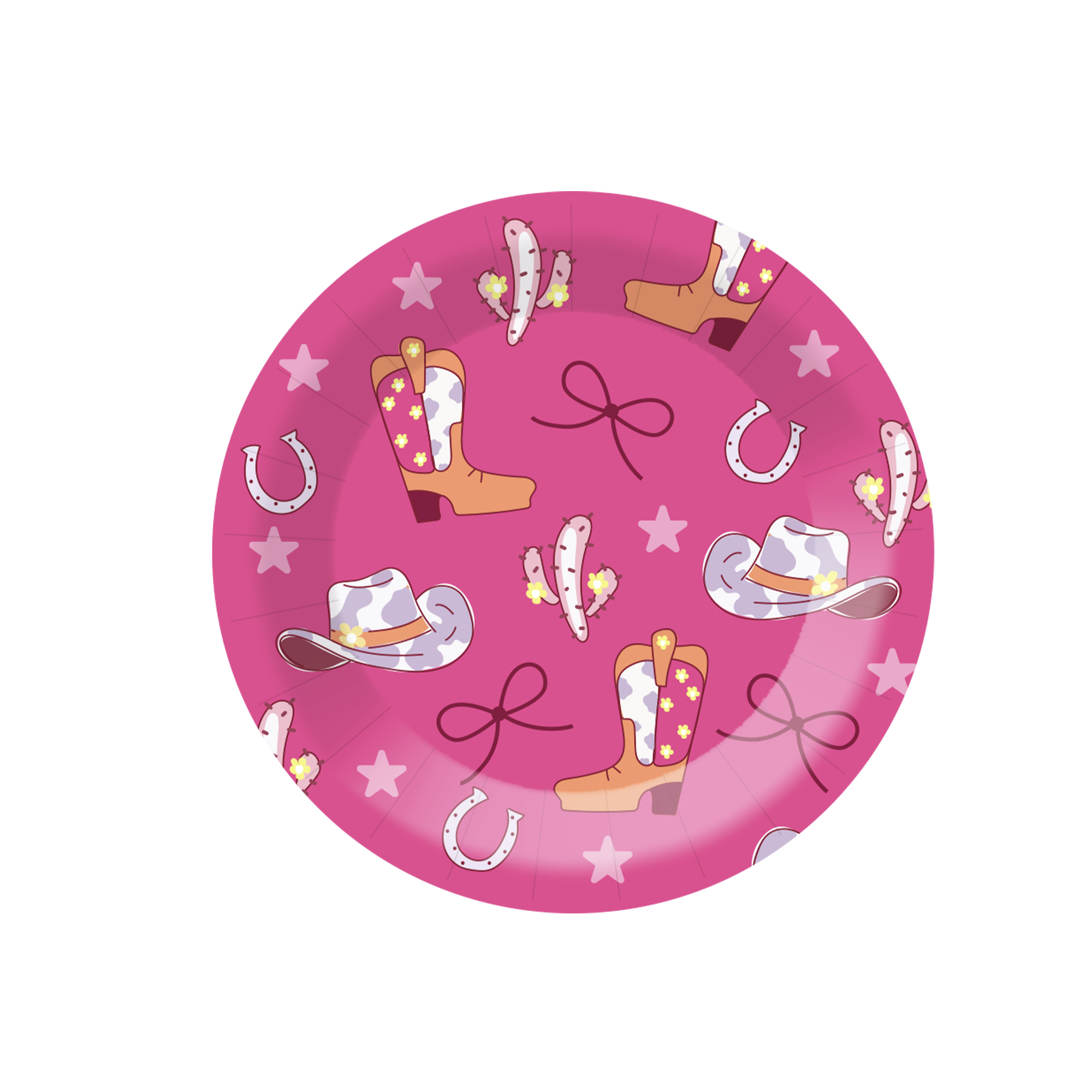 Pink Cowgirl Round Dinner Plate