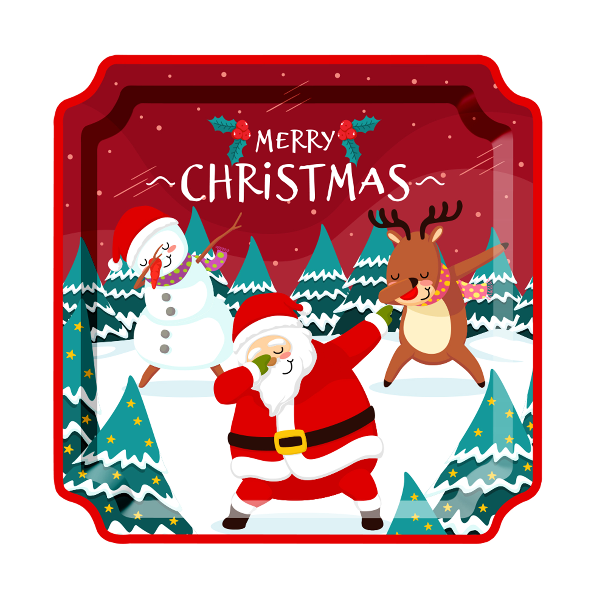 Christmas Theme Santa Claus and the Elk Dinner Plate