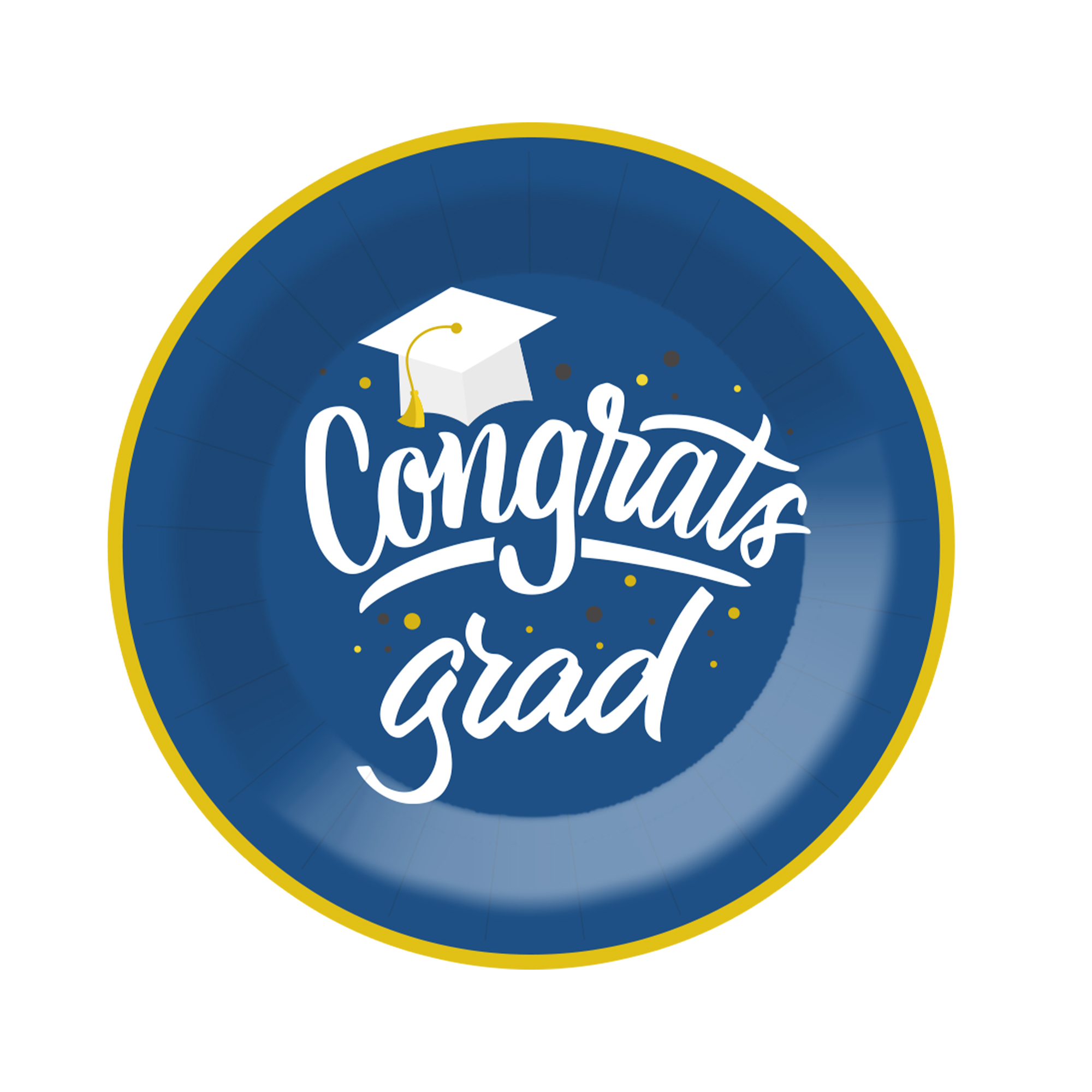 Graduation Theme Blue Round Dinner Plate