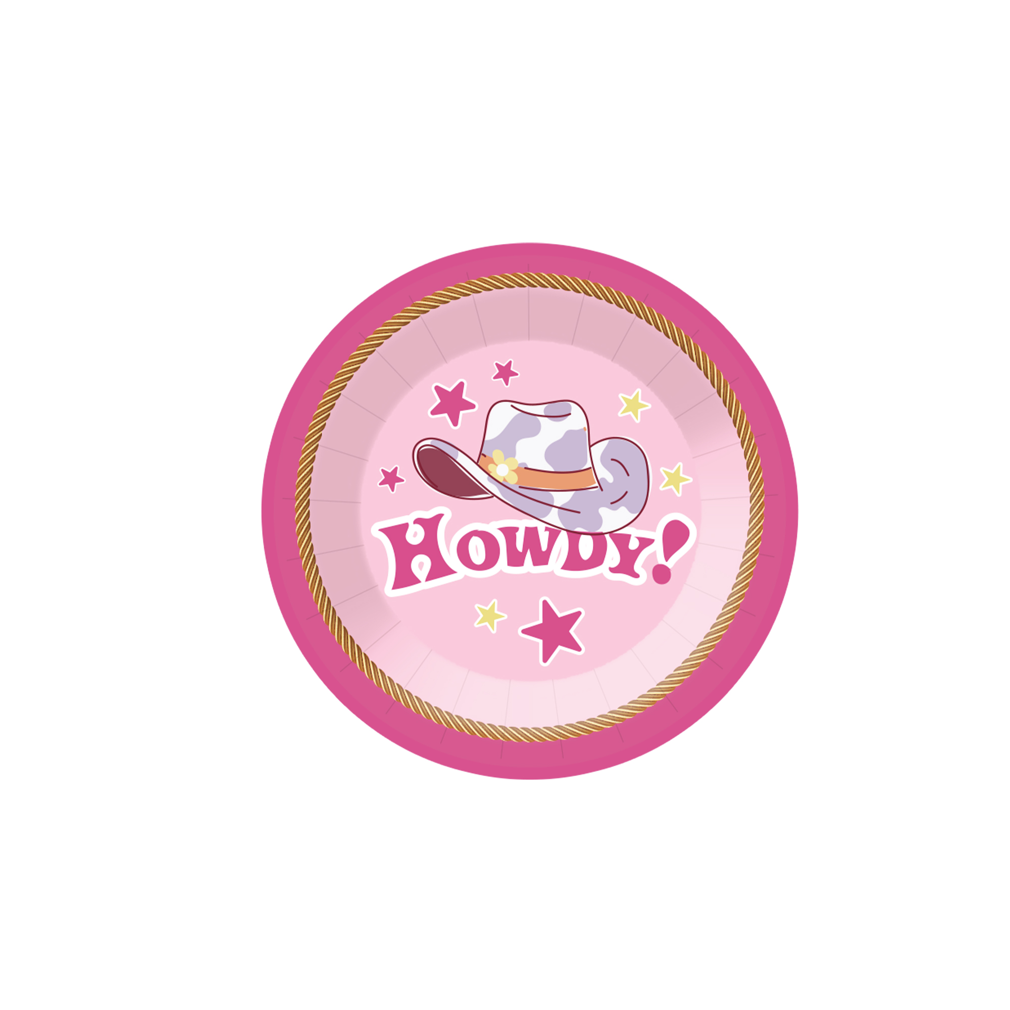 Pink Cowgirl Round Dessert Plate