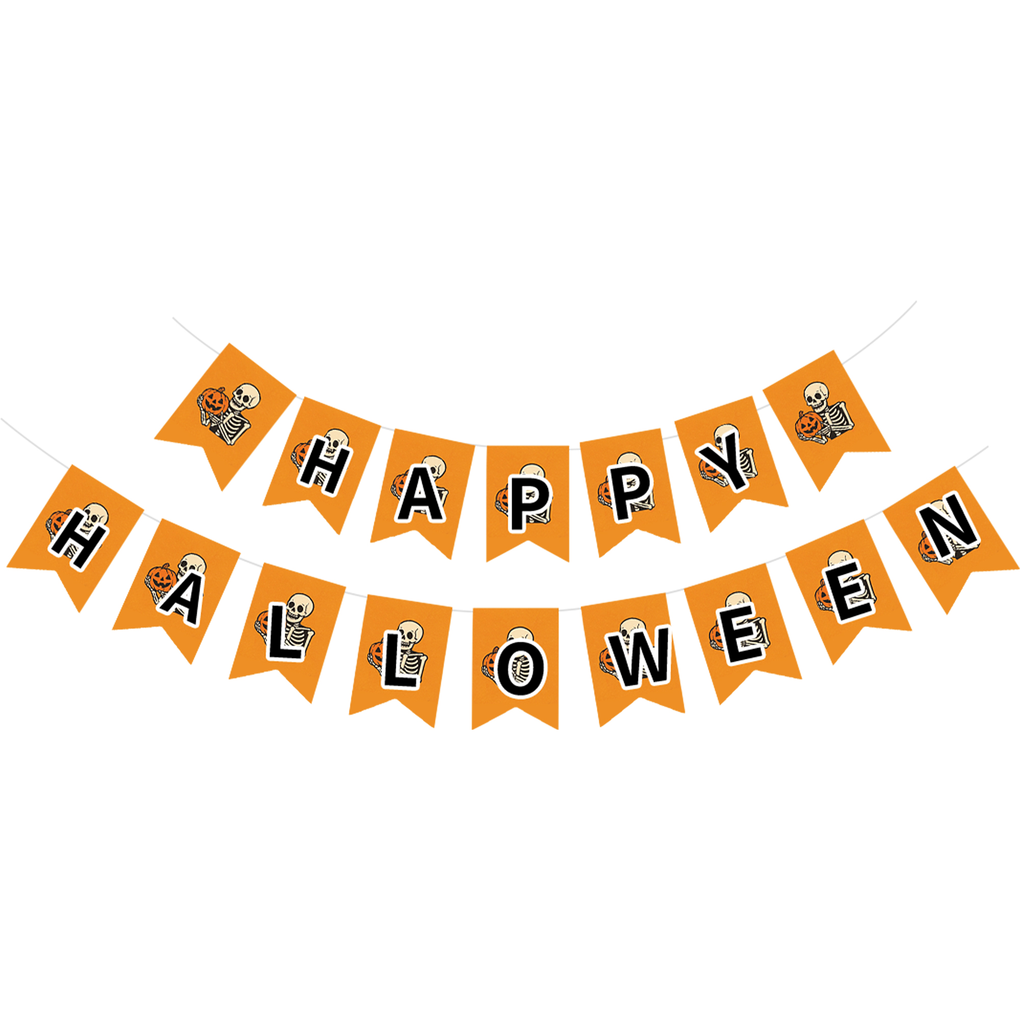Halloween Theme Orange Color Paper Banner