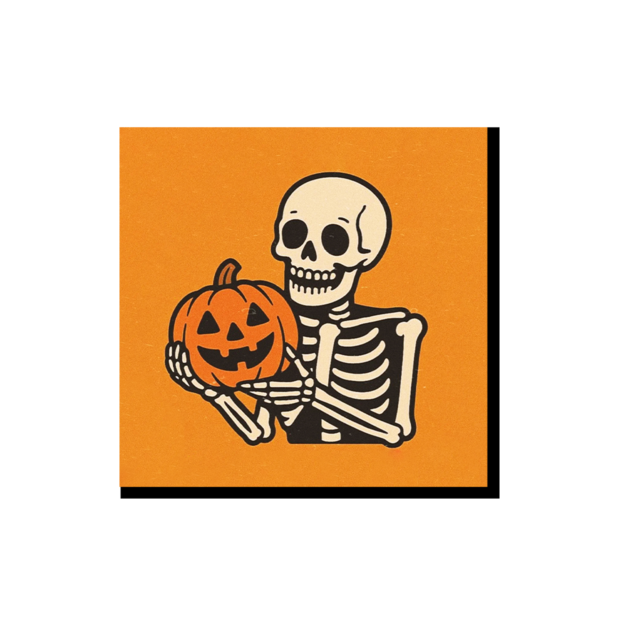 Halloween Theme Orange Color White Skull Napkin