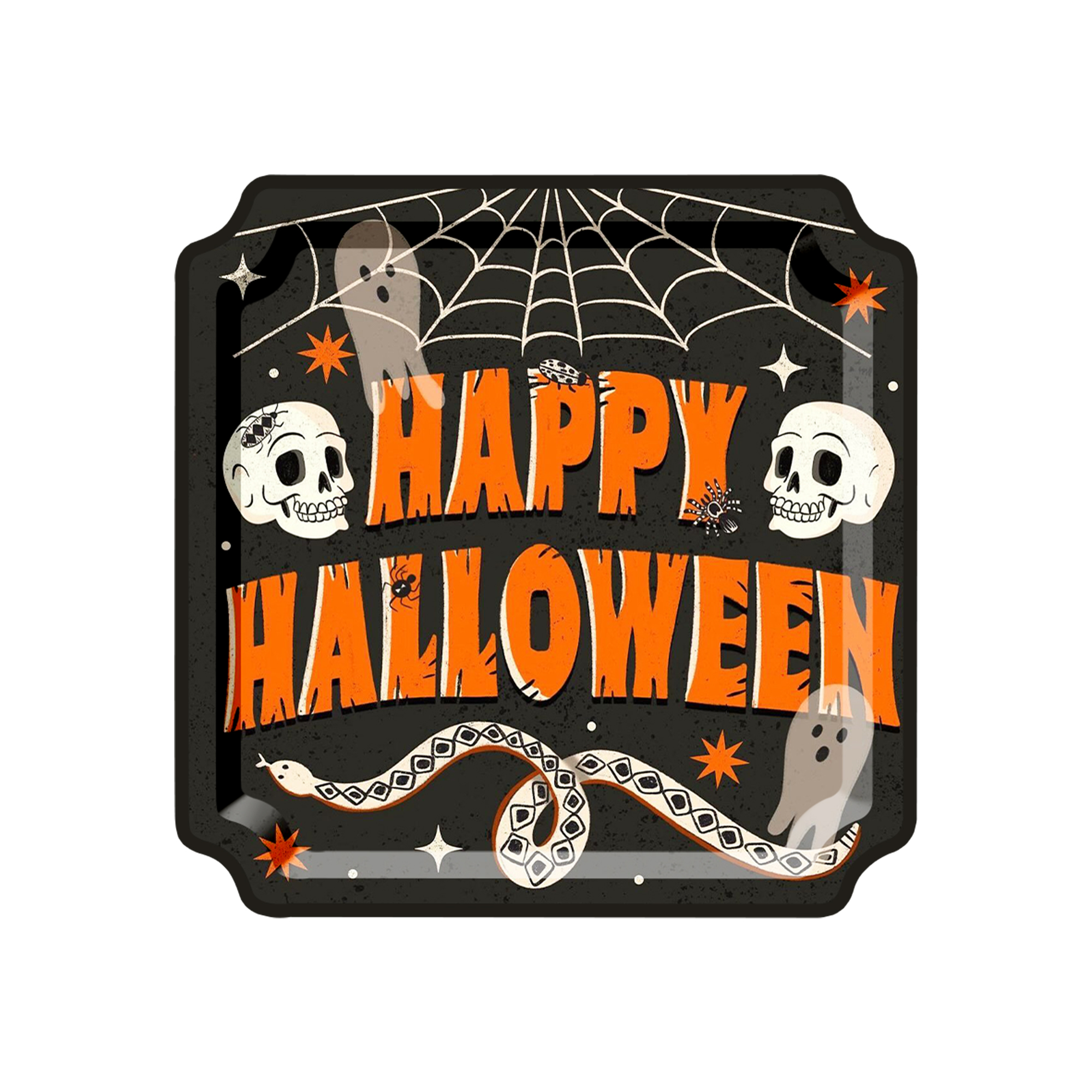 Halloween Theme Square Dinner Plate