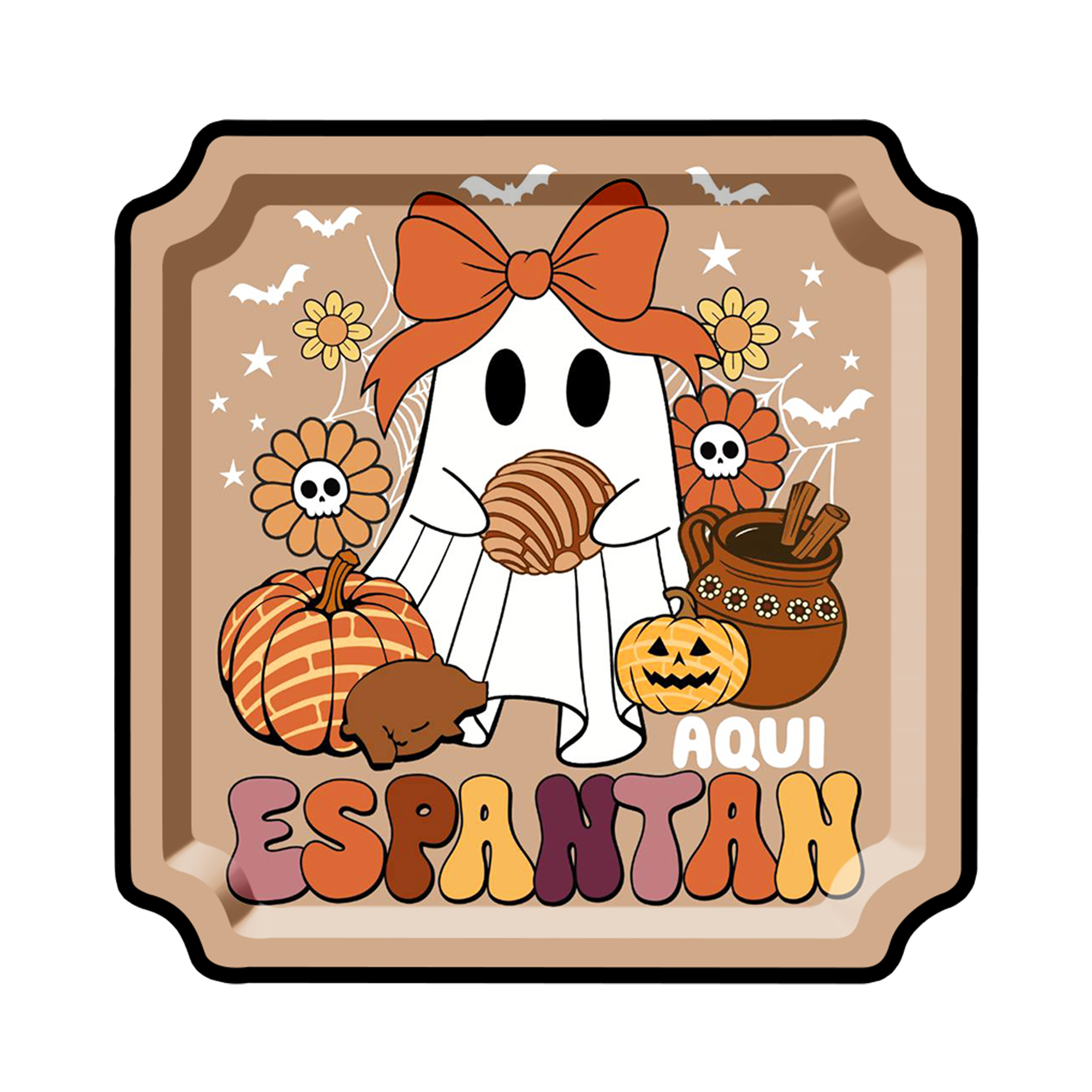 Halloween Theme Brown Color Ghost Dinner Plate