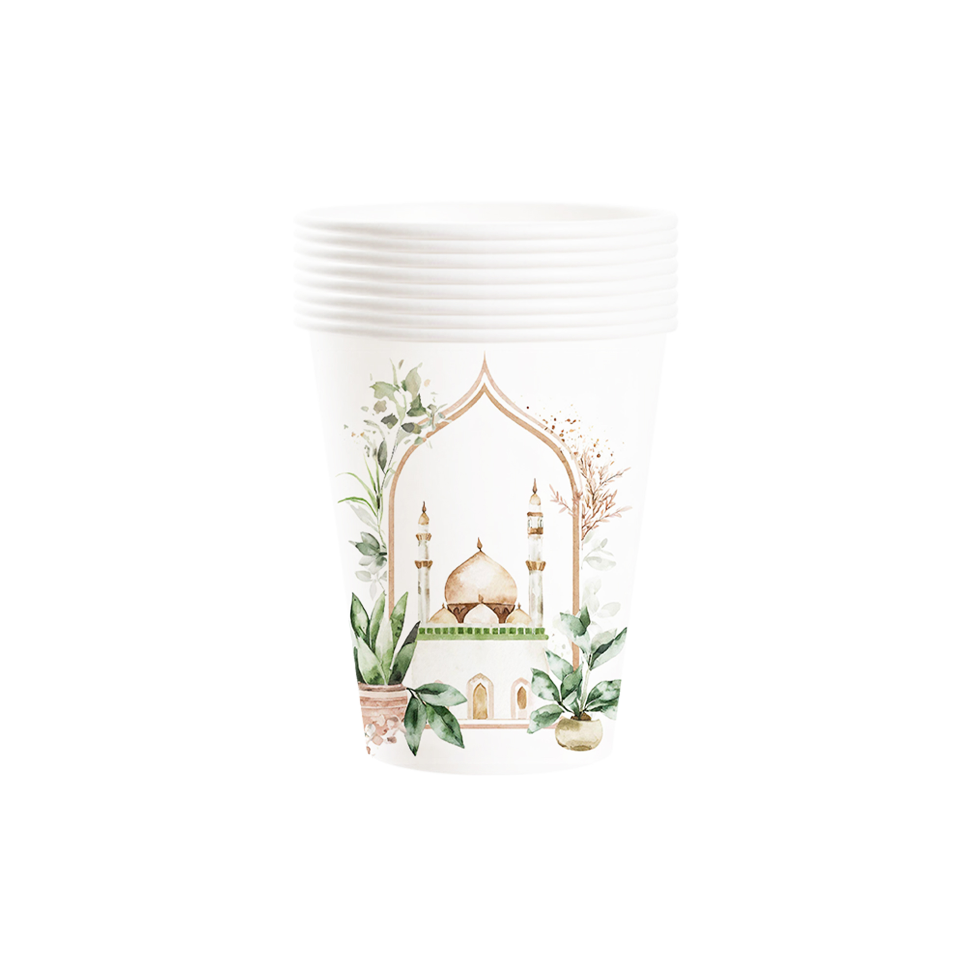 Ramadan Theme Mosque Design with Green Leaves 9oz Cup