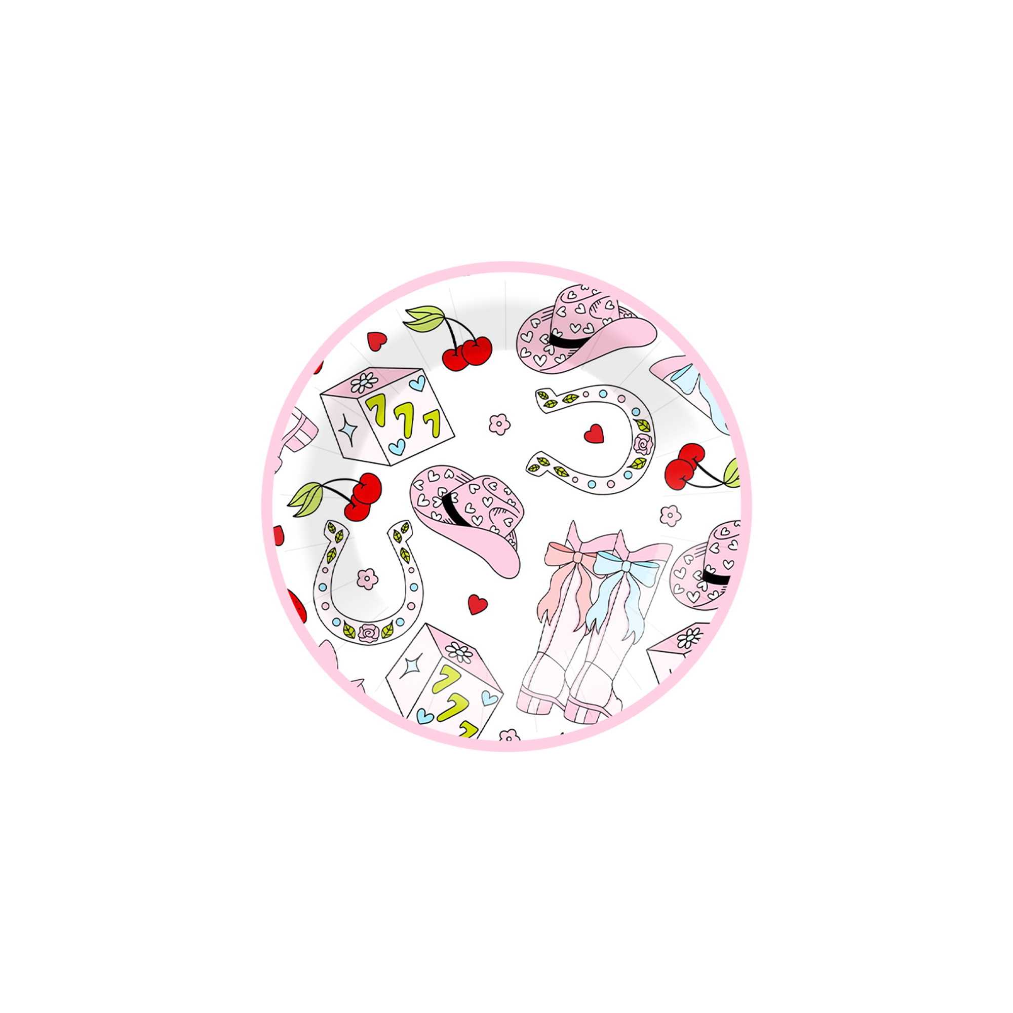 Disco Theme Cowgirl Round Dessert Plate