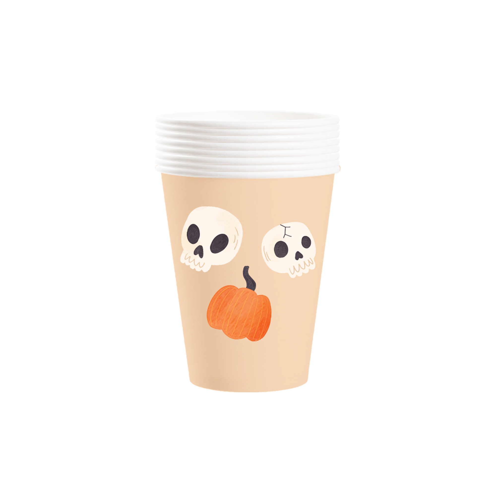 Halloween Theme Orange Color White Ghost 9oz Paper Cup 
