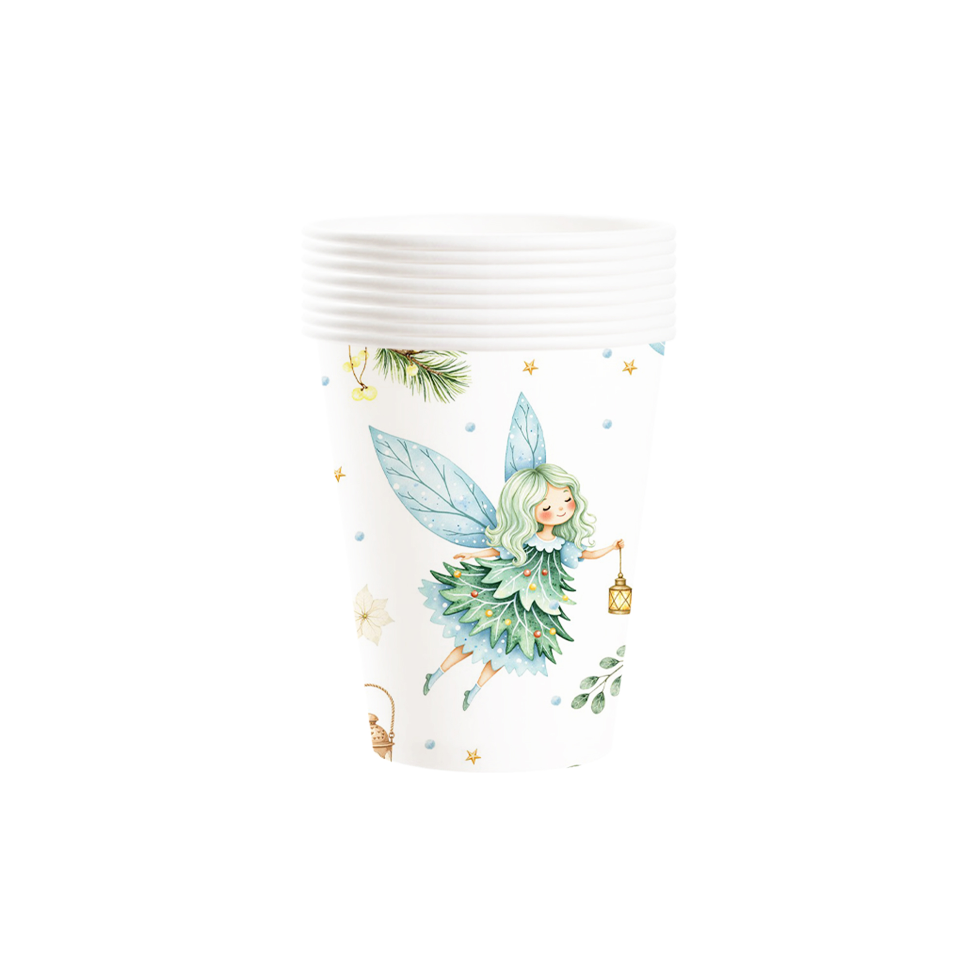 Kids Theme White&Green Fairy Pattern 9oz Cup