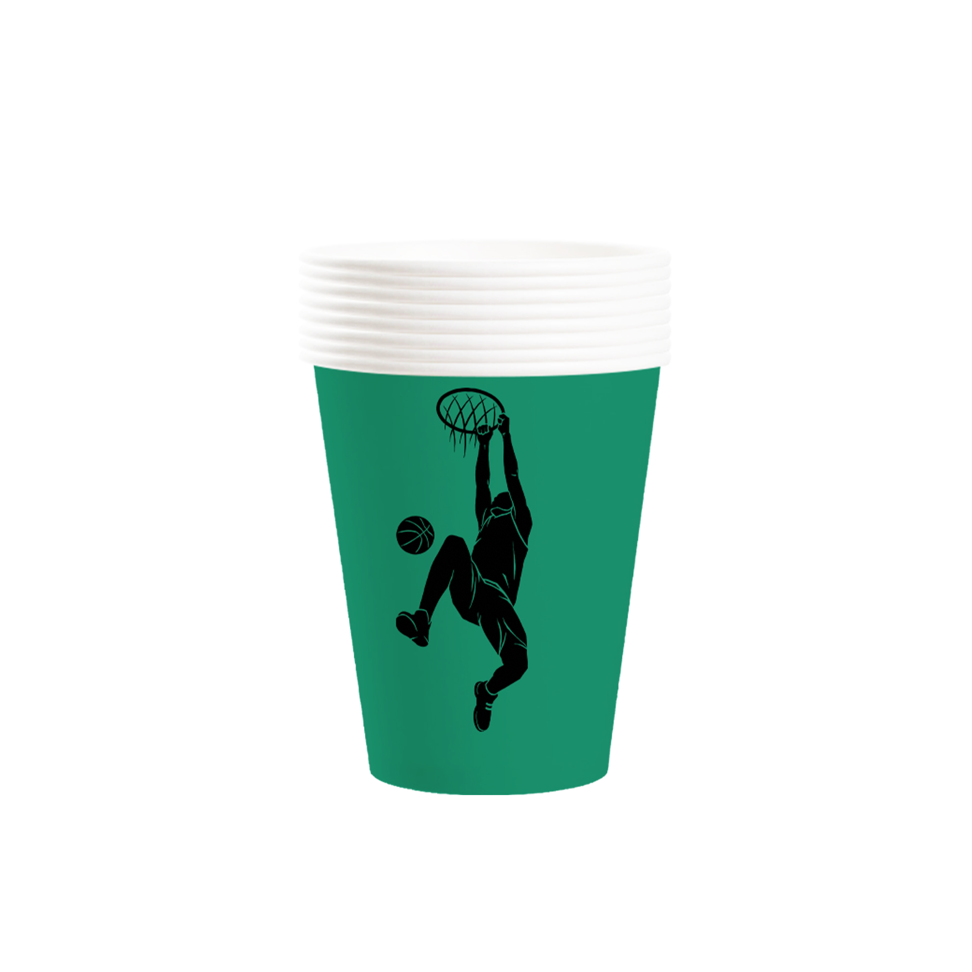 Sport Theme Green&Black Basketball Shooting Pattern 9oz Cup
