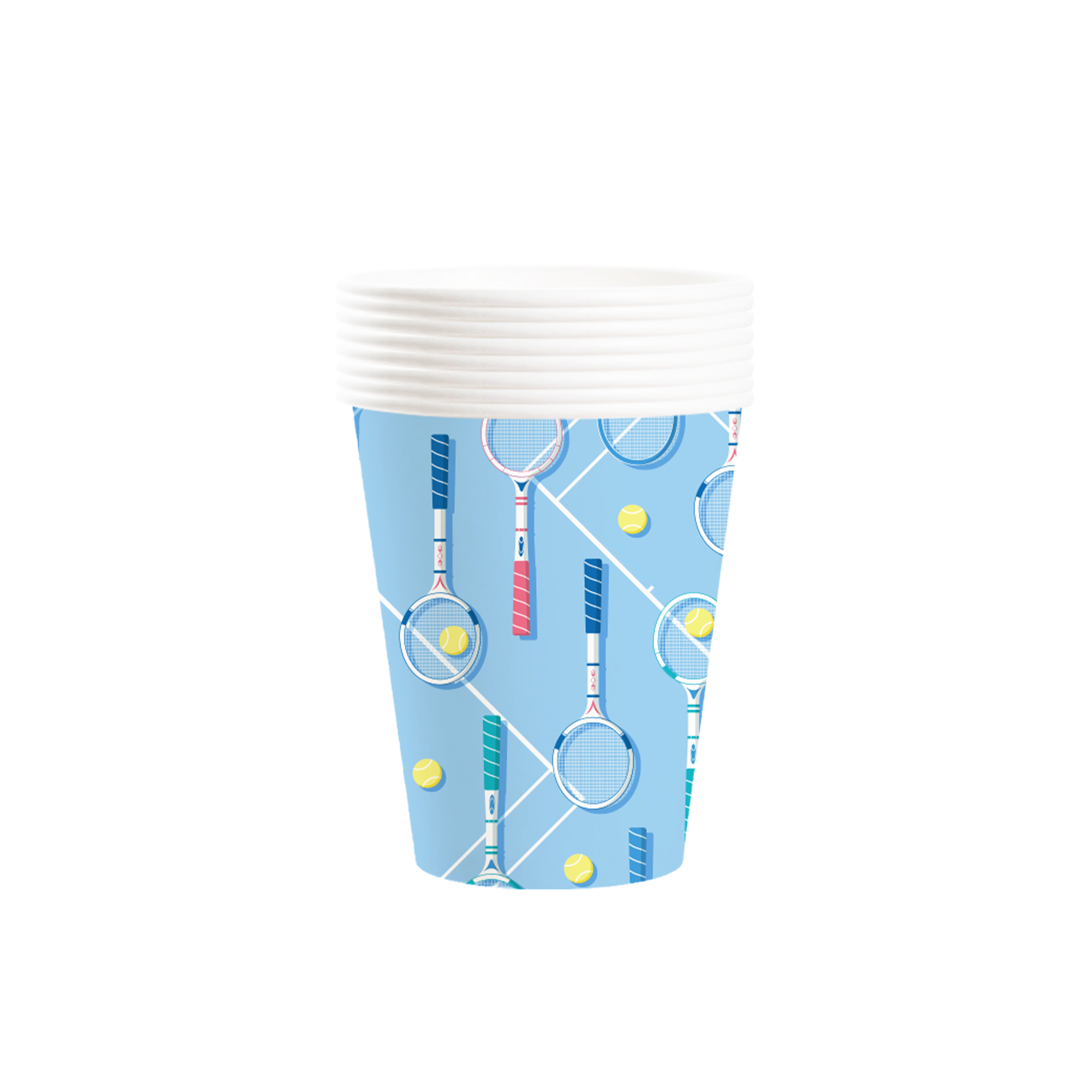 Sport Theme Light Blue Background with Tennis Pattern 9oz Cup