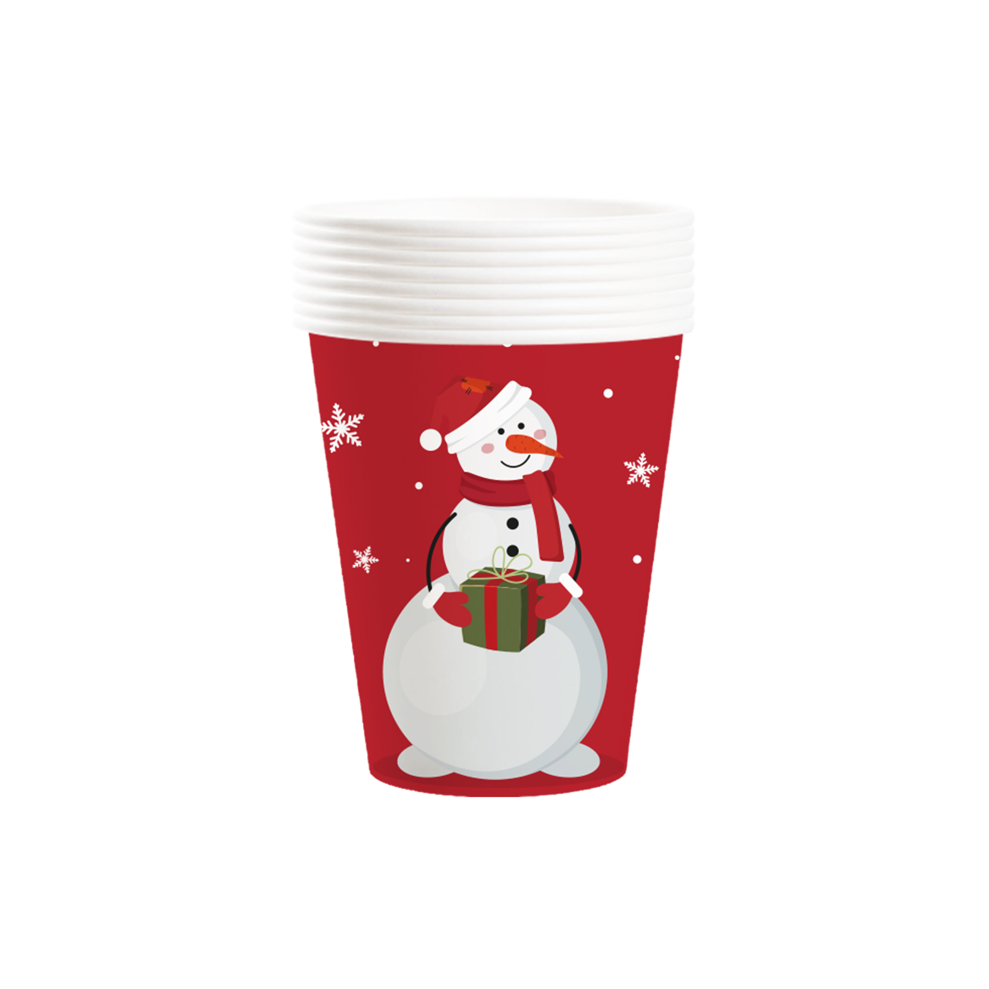 Christmas Theme Red Color with White Snowman 9oz Cup