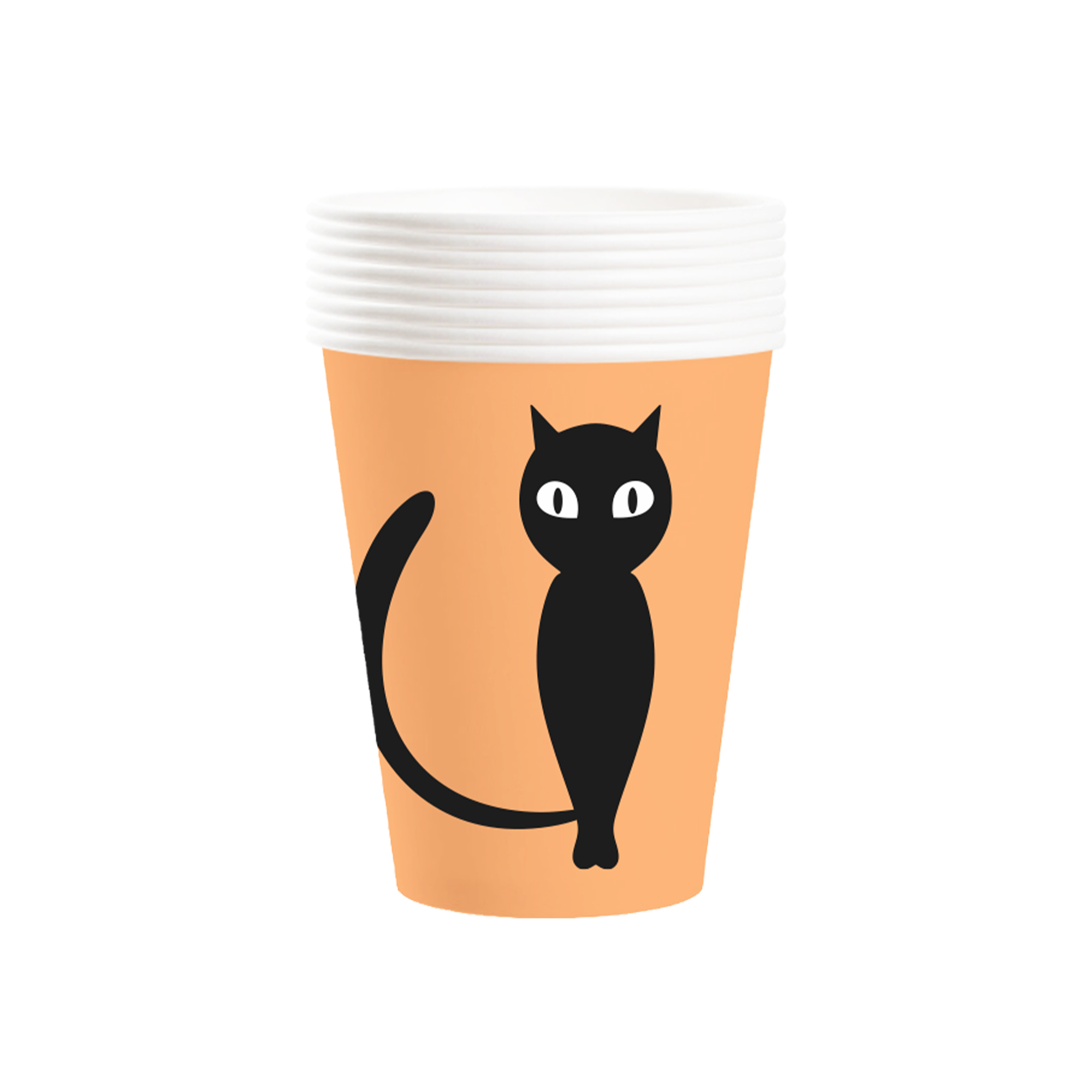 Halloween Theme Orange Color Black Cat 9oz Paper Cup 
