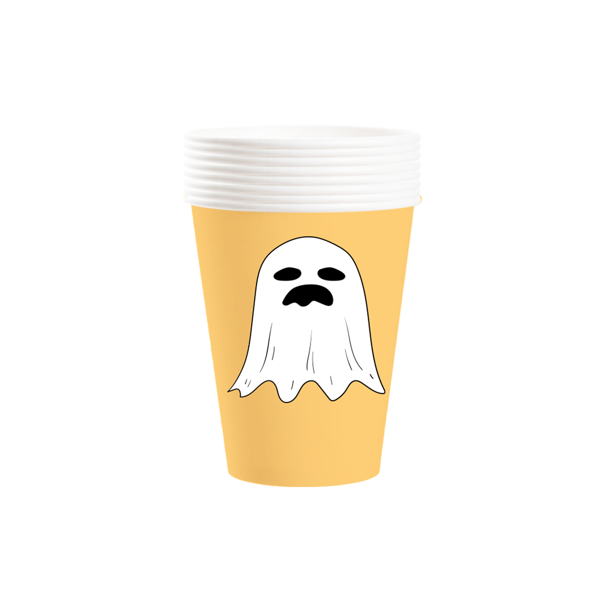 Halloween Theme Yellow Color Ghost 9oz Paper Cup 