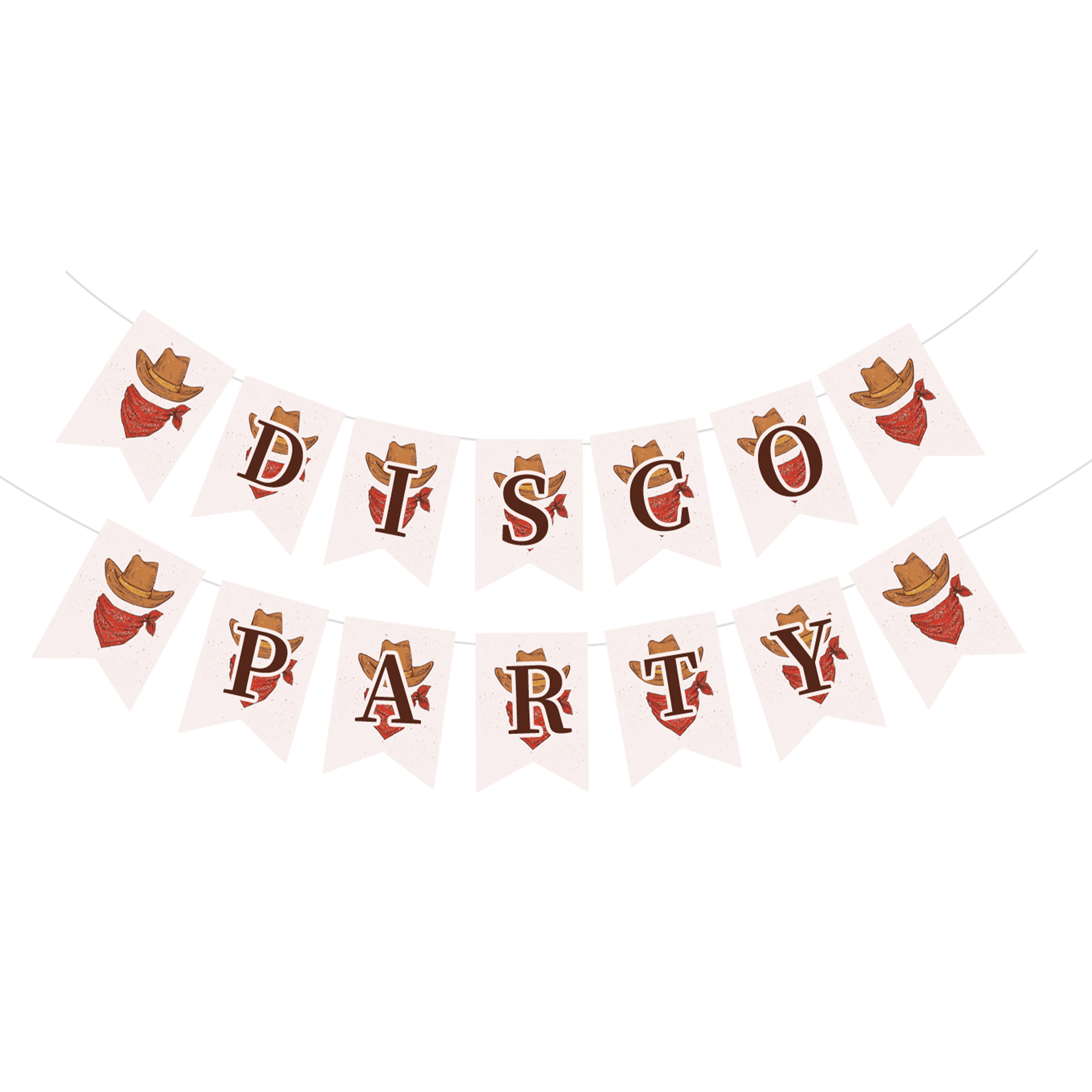 Vintage Cowboy Theme Disco Party Paper Banner