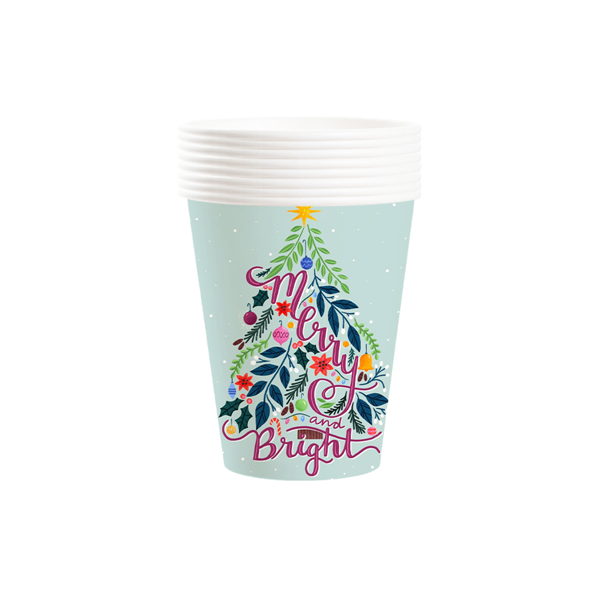 Christmas Theme Blue Leaf Tree 9oz Cup
