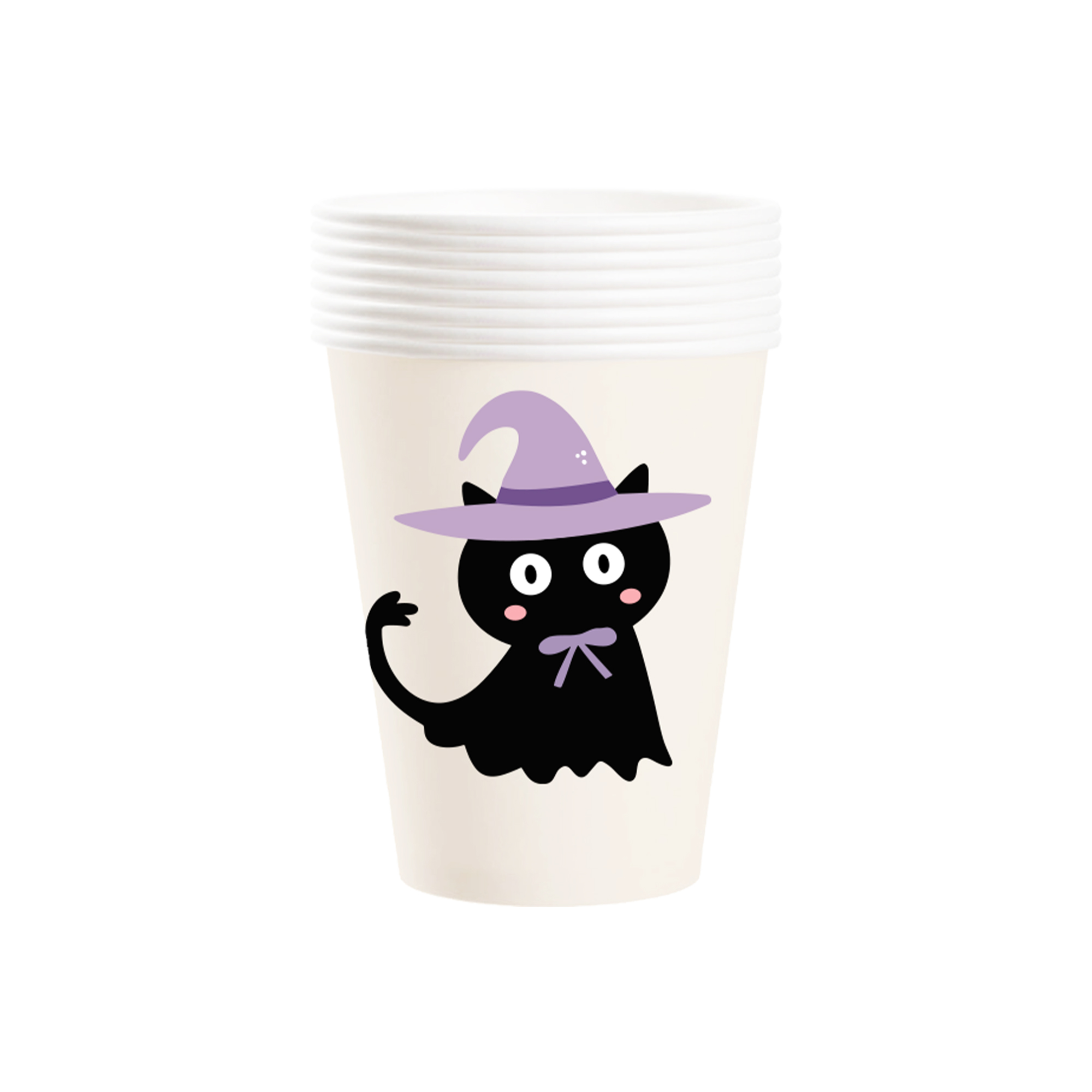 Halloween Theme White Color Black Cat 9oz Paper Cup 